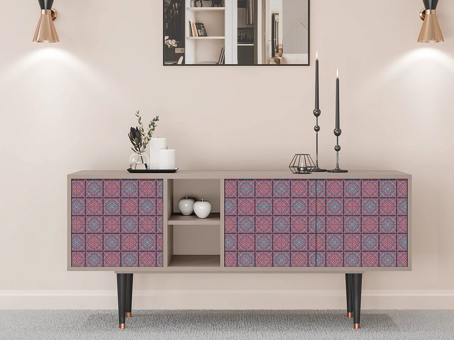 Szafka RTV - 150х69х41 cm - T5 - Riviera Mosaic, Latte