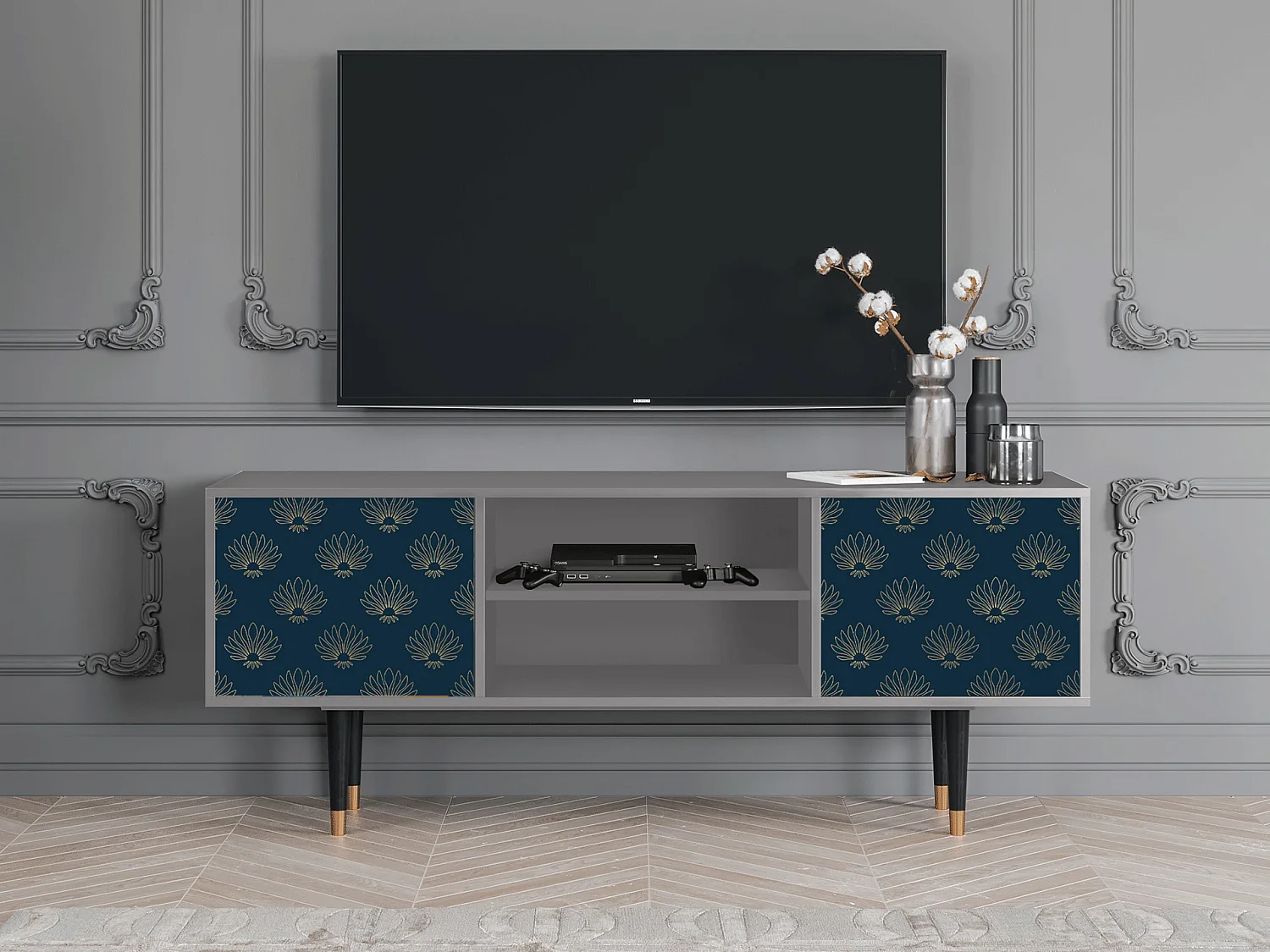 Meuble TV - 170х69х48 cm - T2 - Blue Lotus, Gris