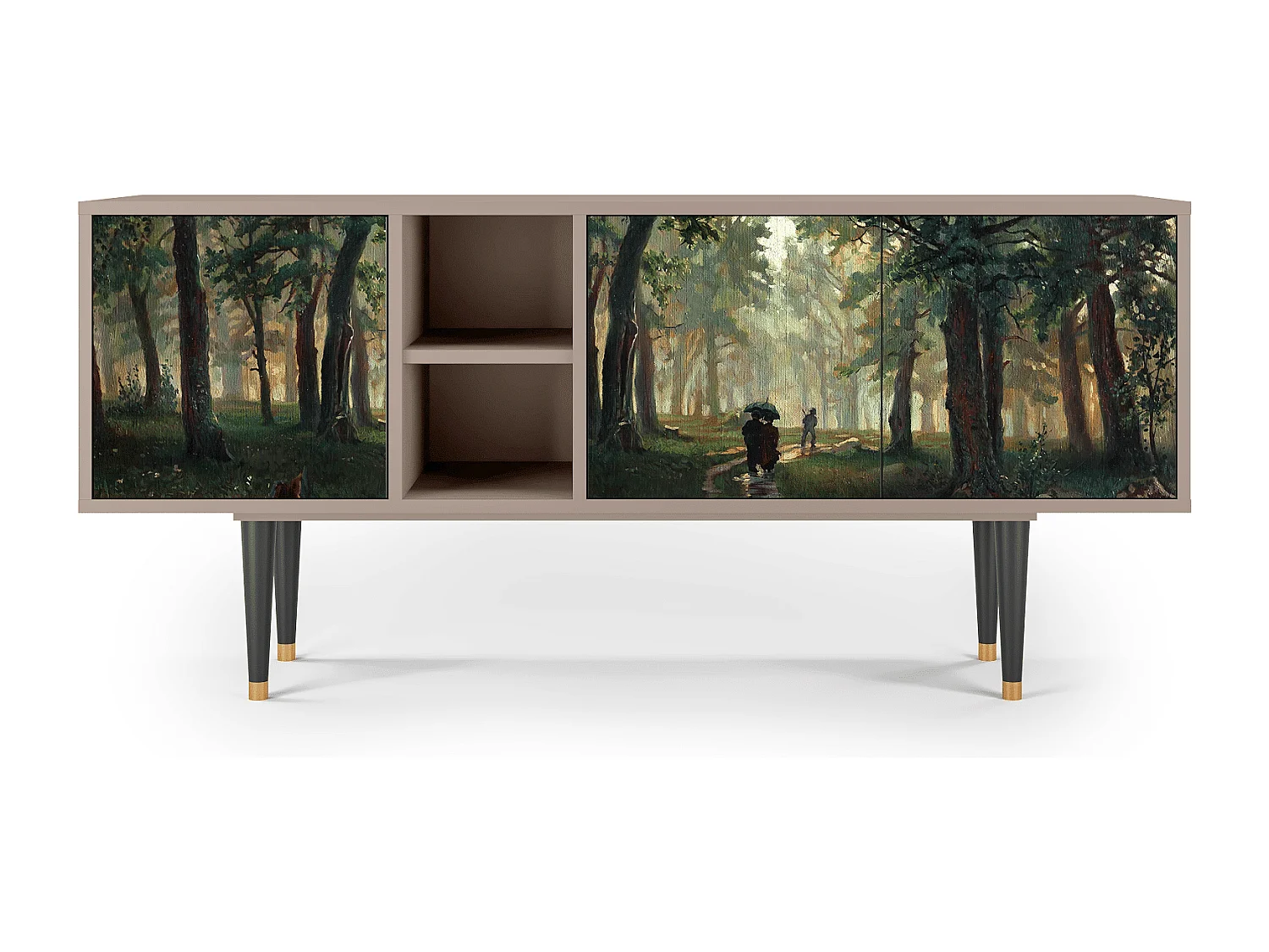 Szafka RTV - 150х69х41 cm - T5 -  Rain in the Oak Forest, Latte