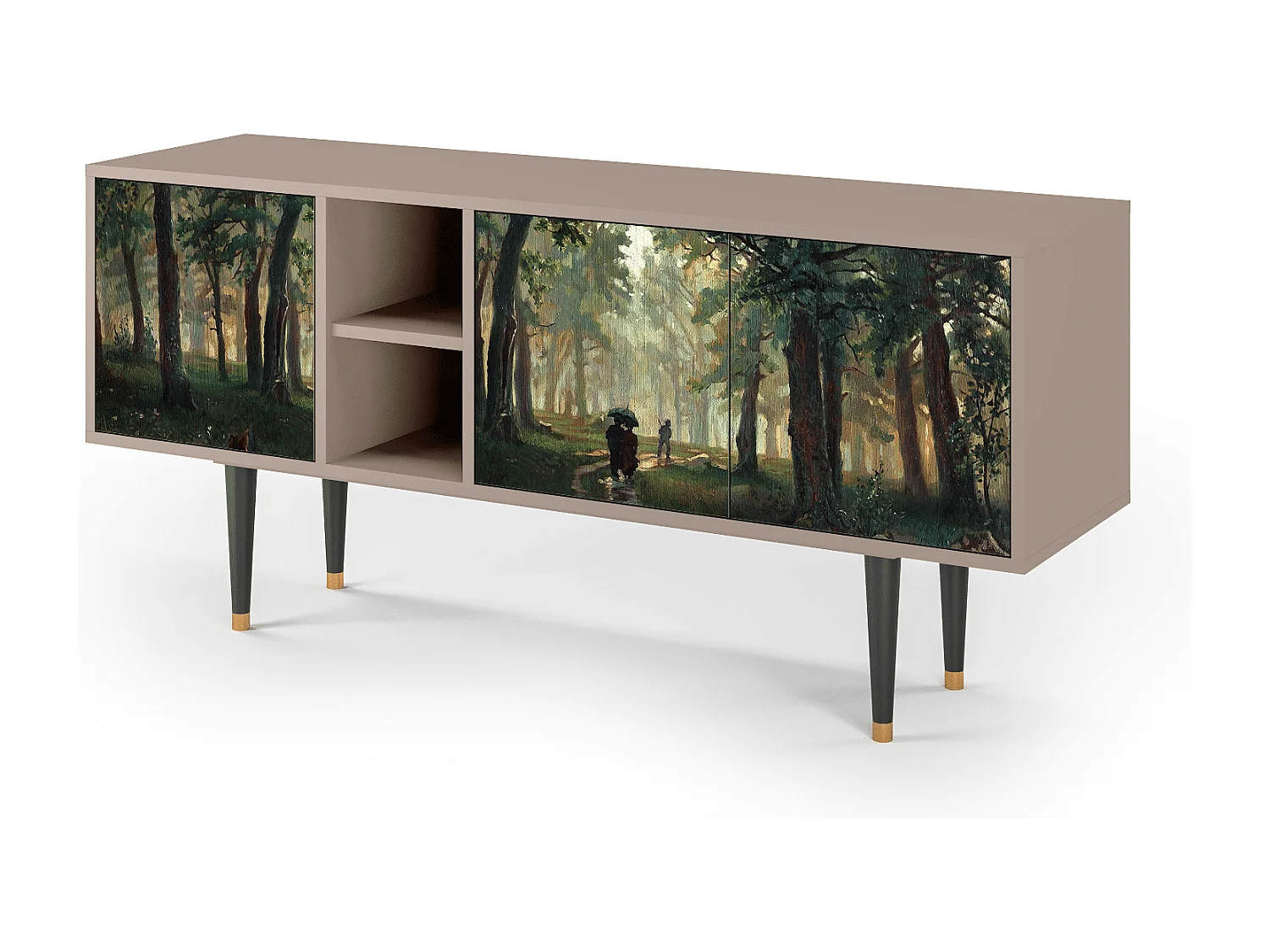 Szafka RTV - 150х69х41 cm - T5 -  Rain in the Oak Forest, Latte