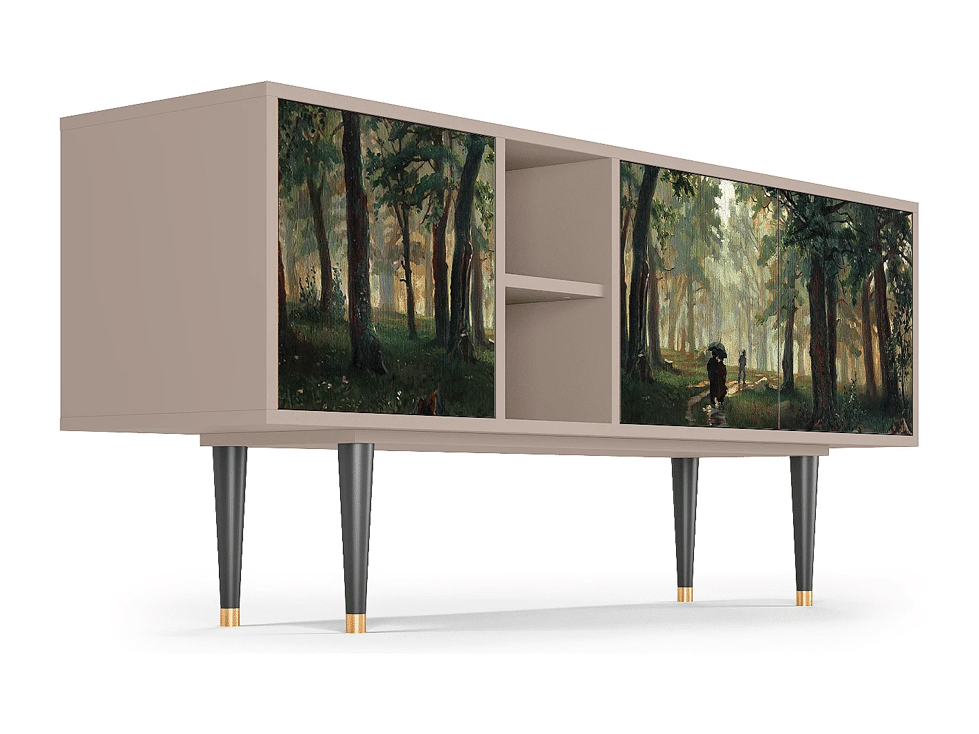 Szafka RTV - 150х69х41 cm - T5 -  Rain in the Oak Forest, Latte