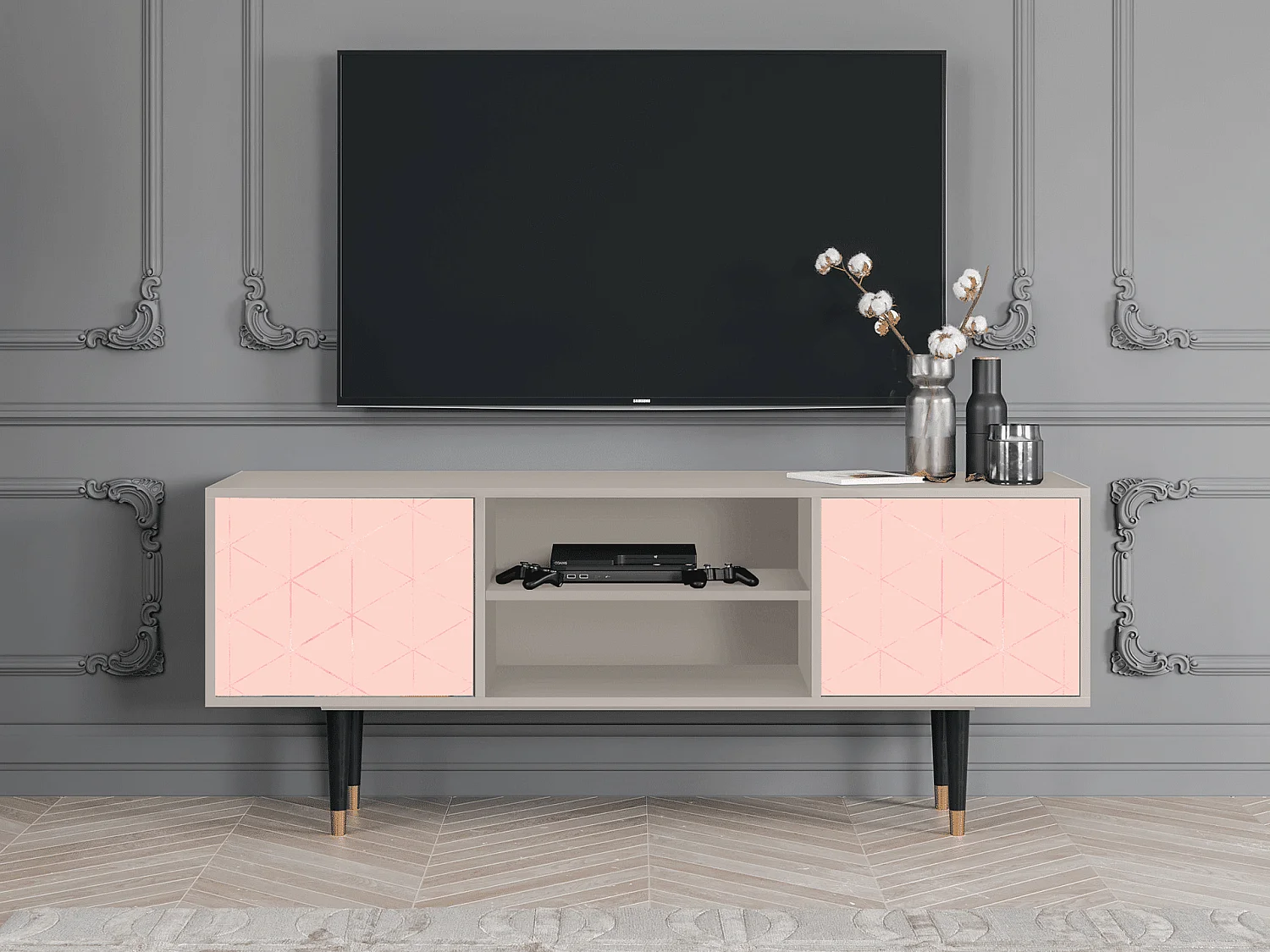 Mueble de TV - 170х69х48 cm - T2 - Rose Quartz, Arena