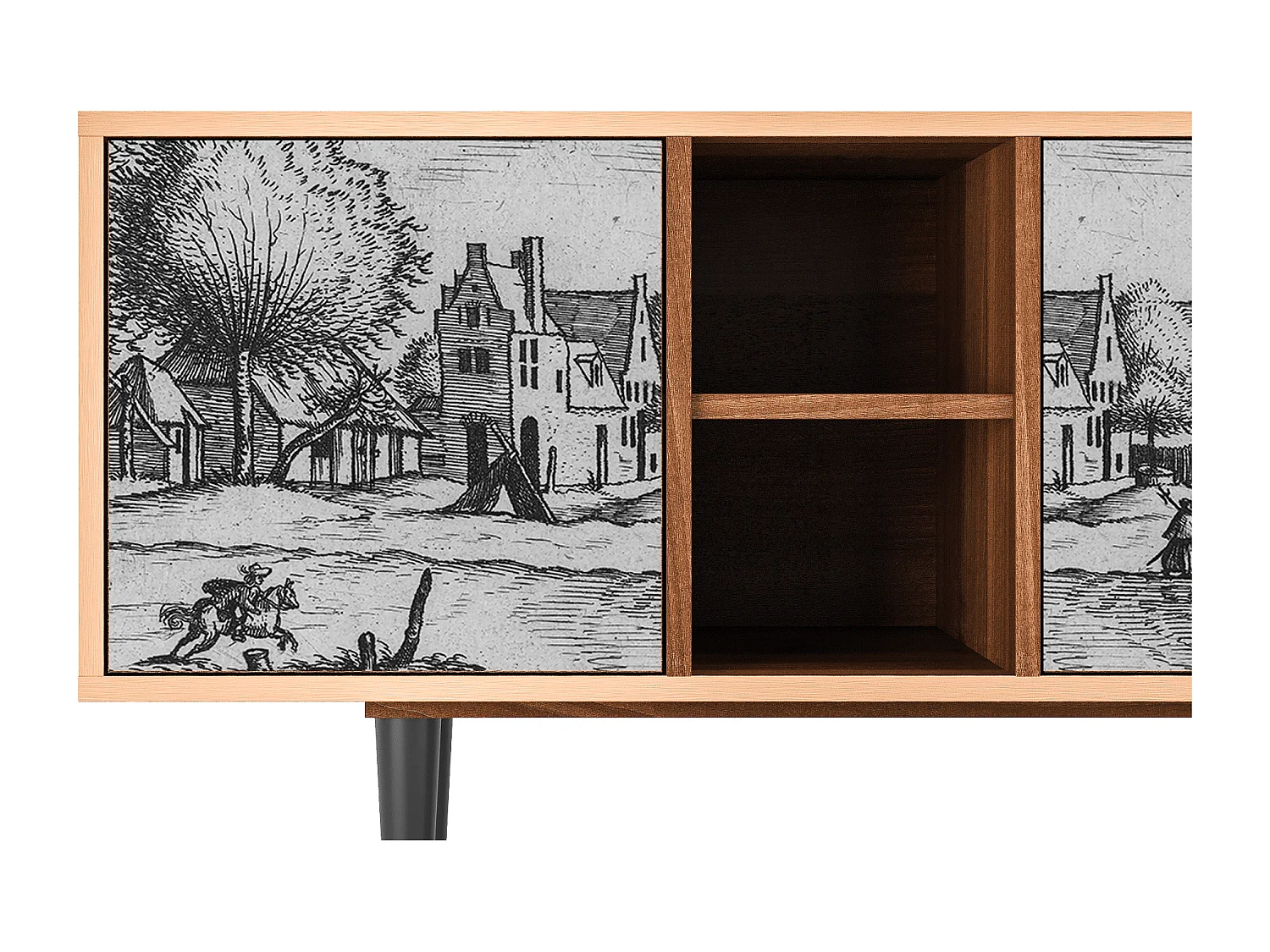 Meuble TV - 150х69х41 cm - T5 - Country Village, Noyer