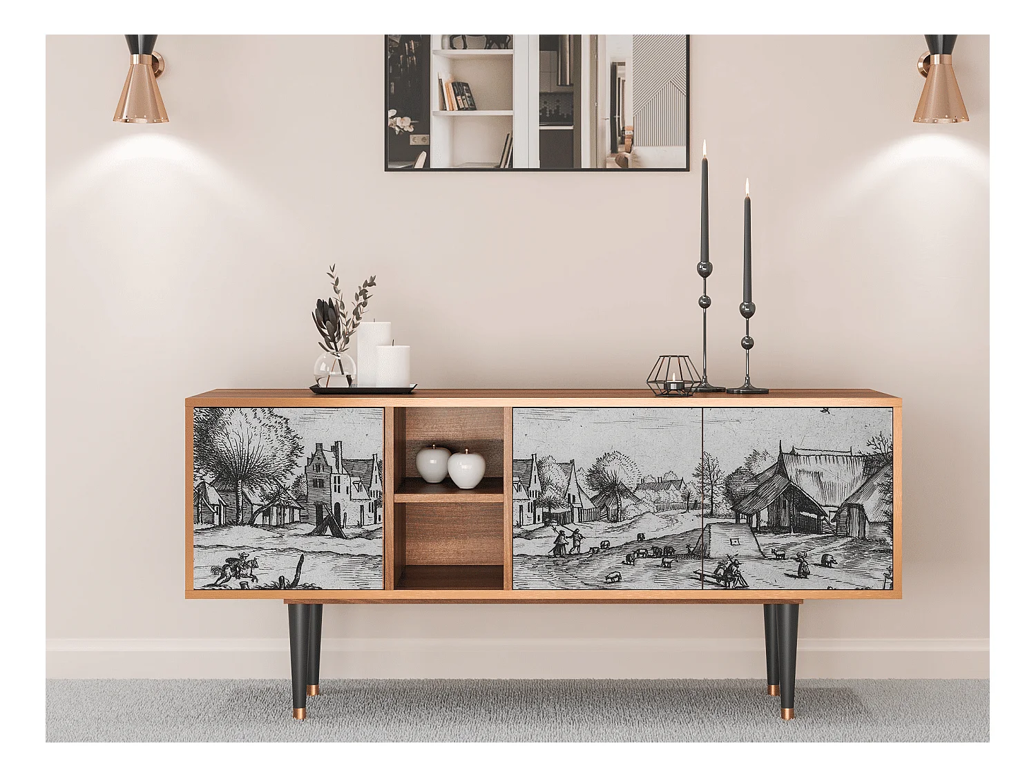 TV-Möbel - 150х69х41 cm - T5 - Country Village, Walnuss