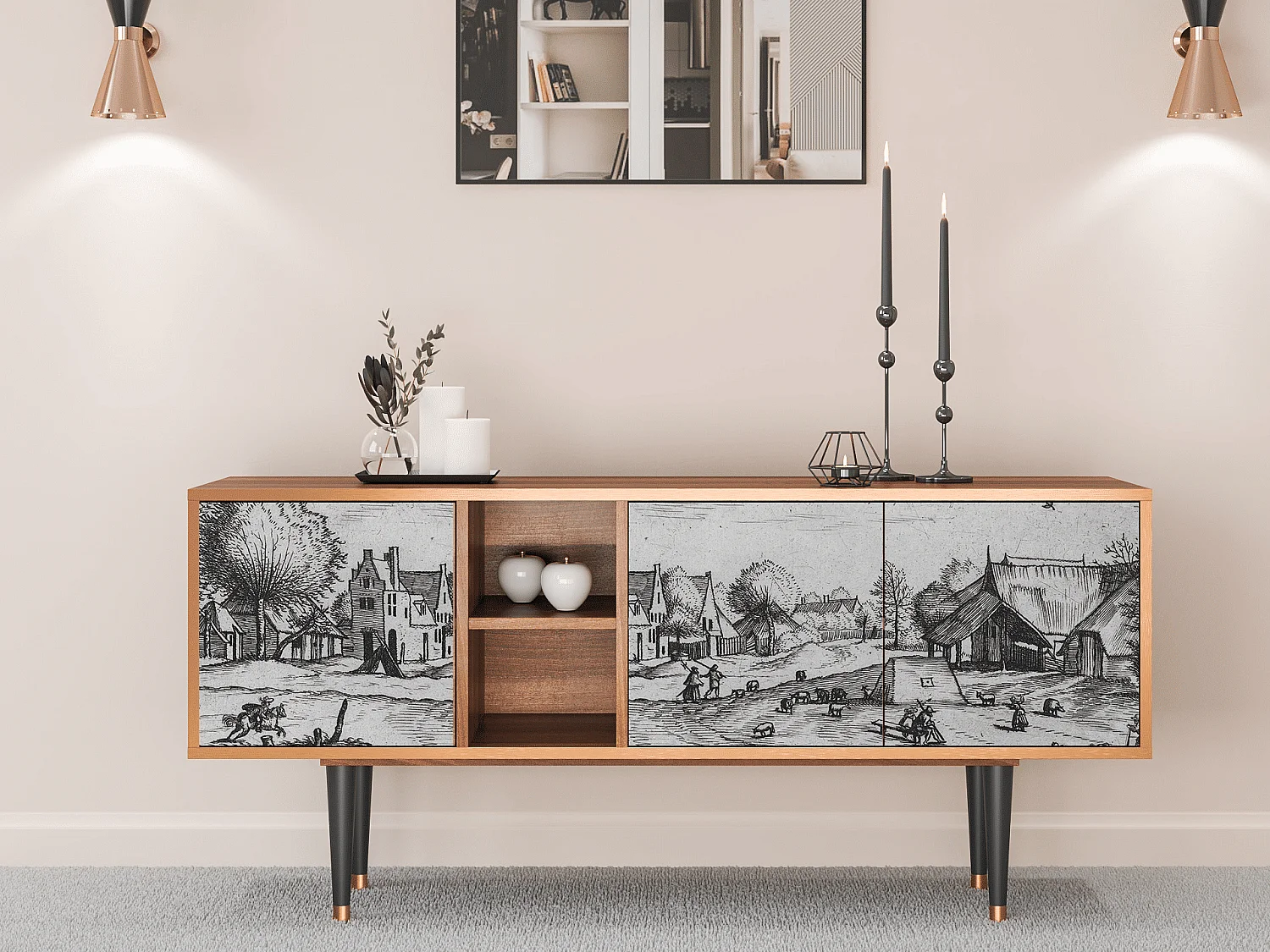 TV-meubel - 150х69х41 cm - T5 - Country Village, Walnoot