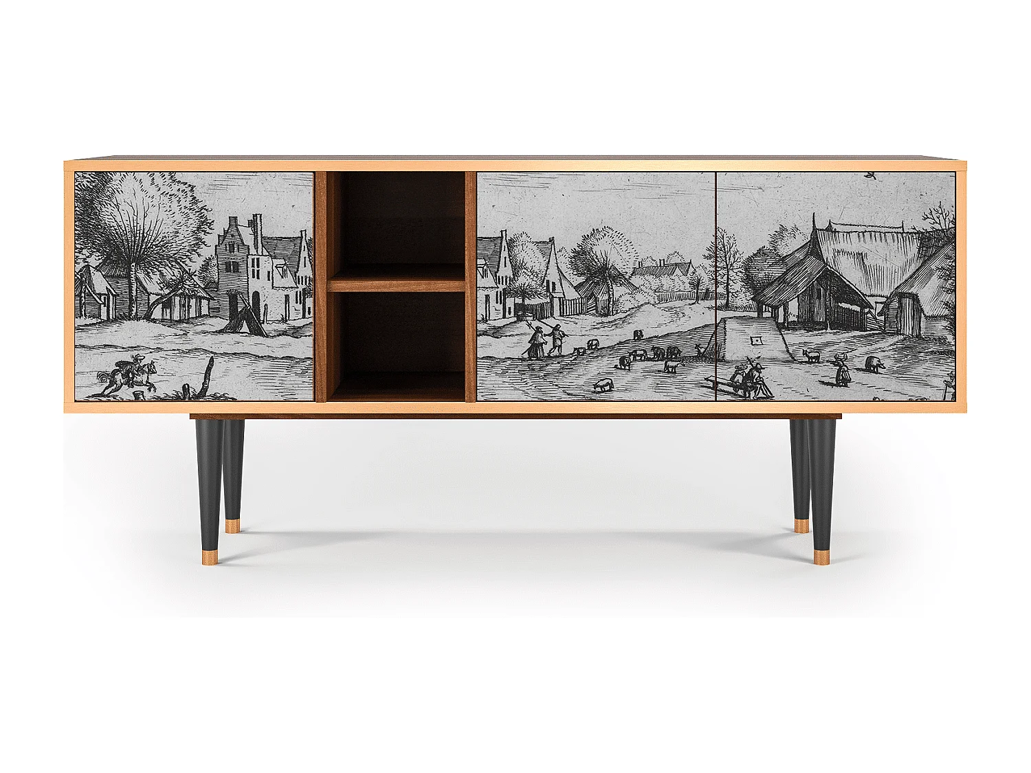 TV-meubel - 150х69х41 cm - T5 - Country Village, Walnoot