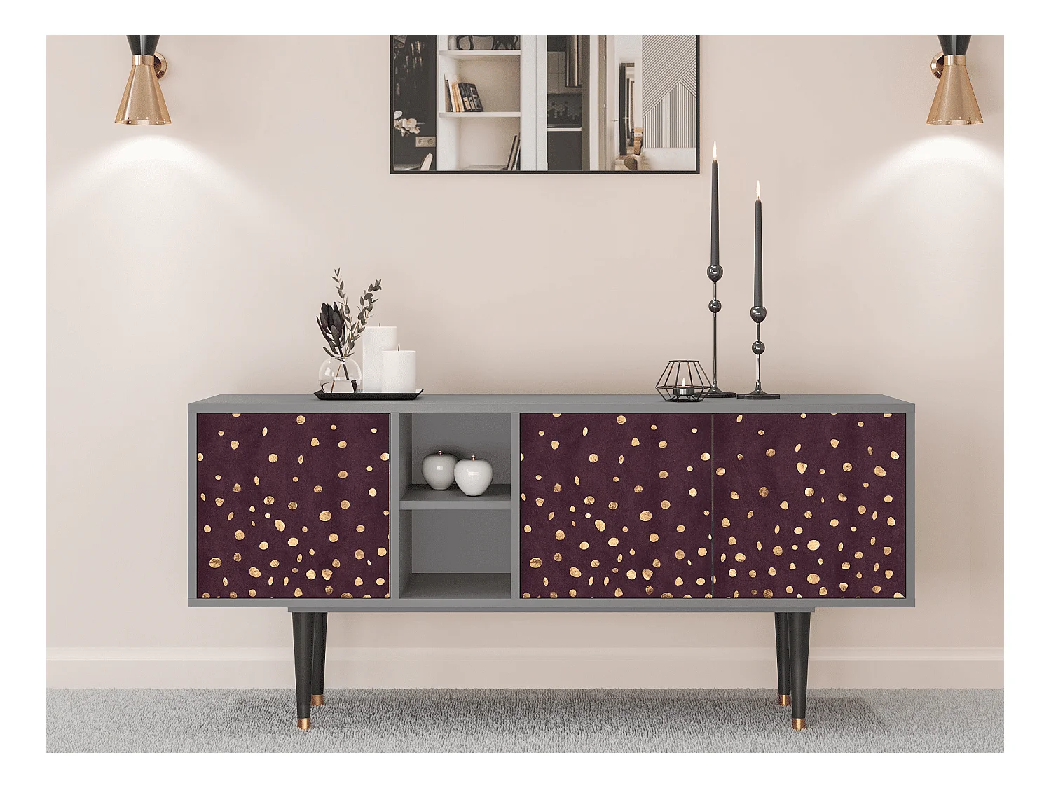 Meuble TV - 150х69х41 cm - T5 - Glowworms, Gris