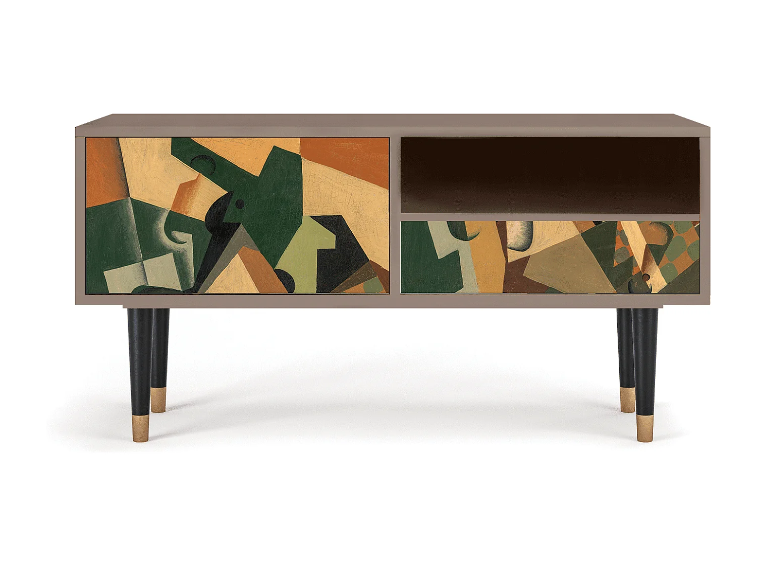 Meuble TV - 115х59х48 cm - T3 - Glass and Checkerboard, Latte