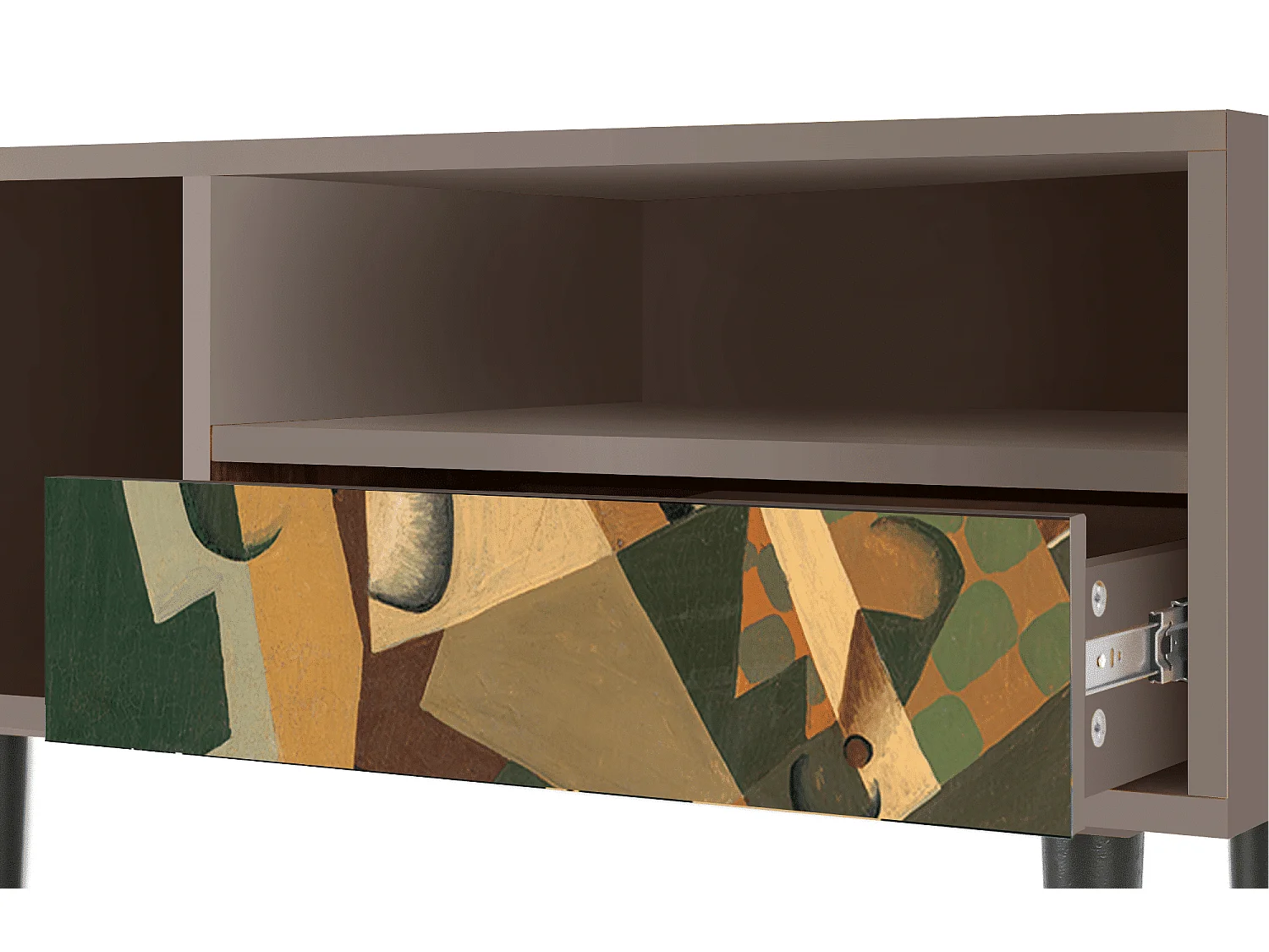 Meuble TV - 115х59х48 cm - T3 - Glass and Checkerboard, Latte