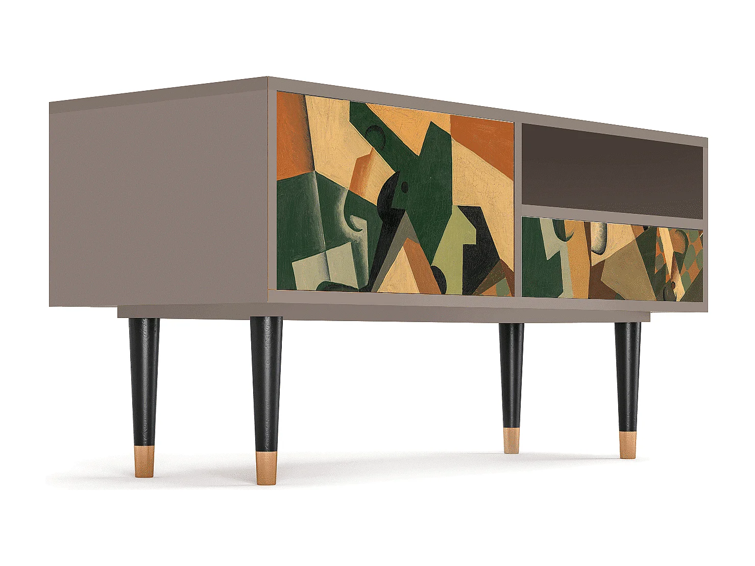 TV-Möbel - 115х59х48 cm - T3 - Glass and Checkerboard, Latte