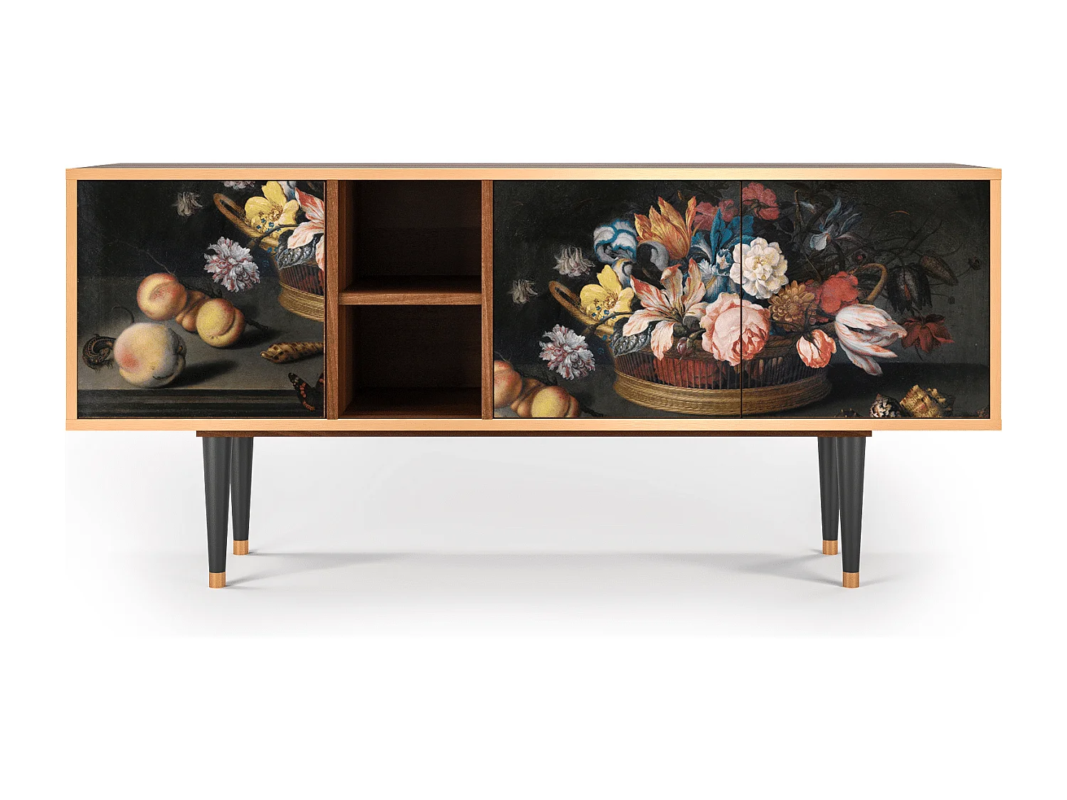 Meuble TV - 150х69х41 cm - T5 - Still Life with Flowers, Noyer