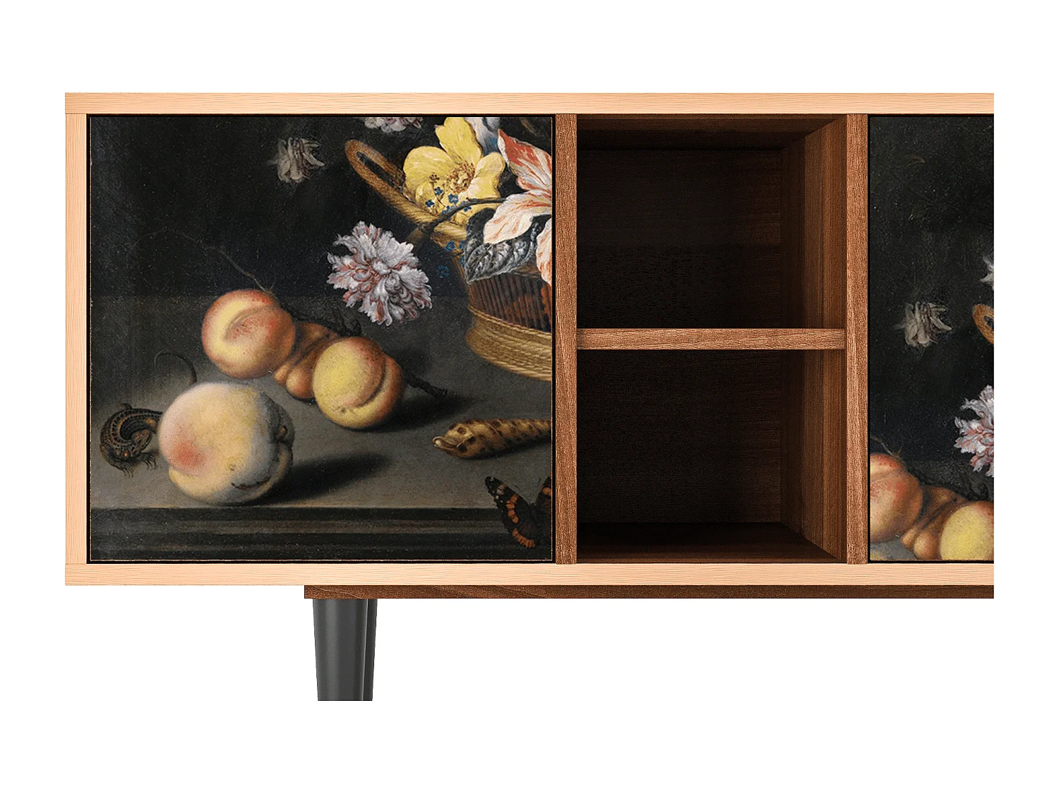 Meuble TV - 150х69х41 cm - T5 - Still Life with Flowers, Noyer