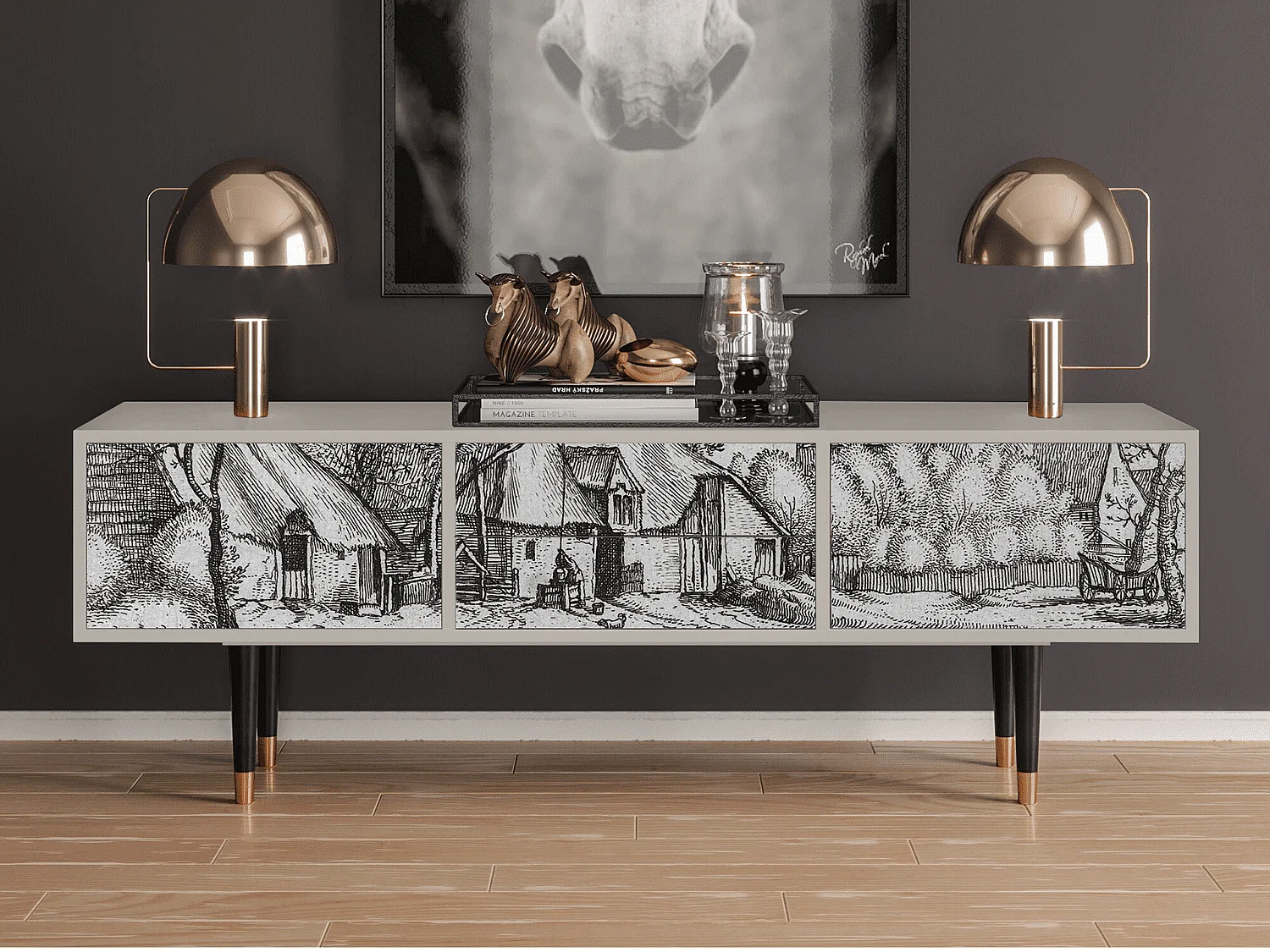 Mueble de TV - 170х59х48 cm - T4 - Farms in a Village, Arena