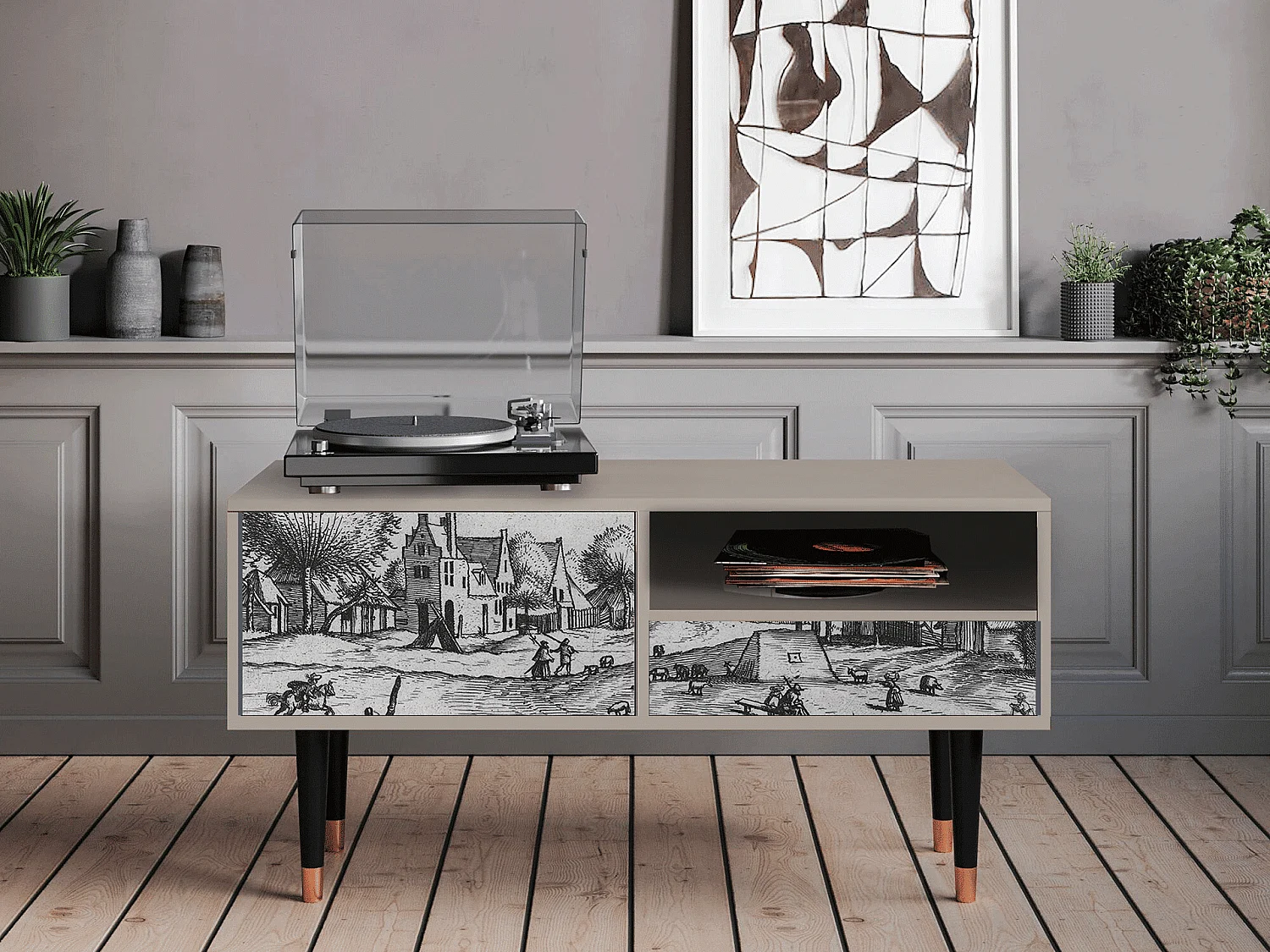 Mueble de TV - 115х59х48 cm - T3 - Country Village, Areia