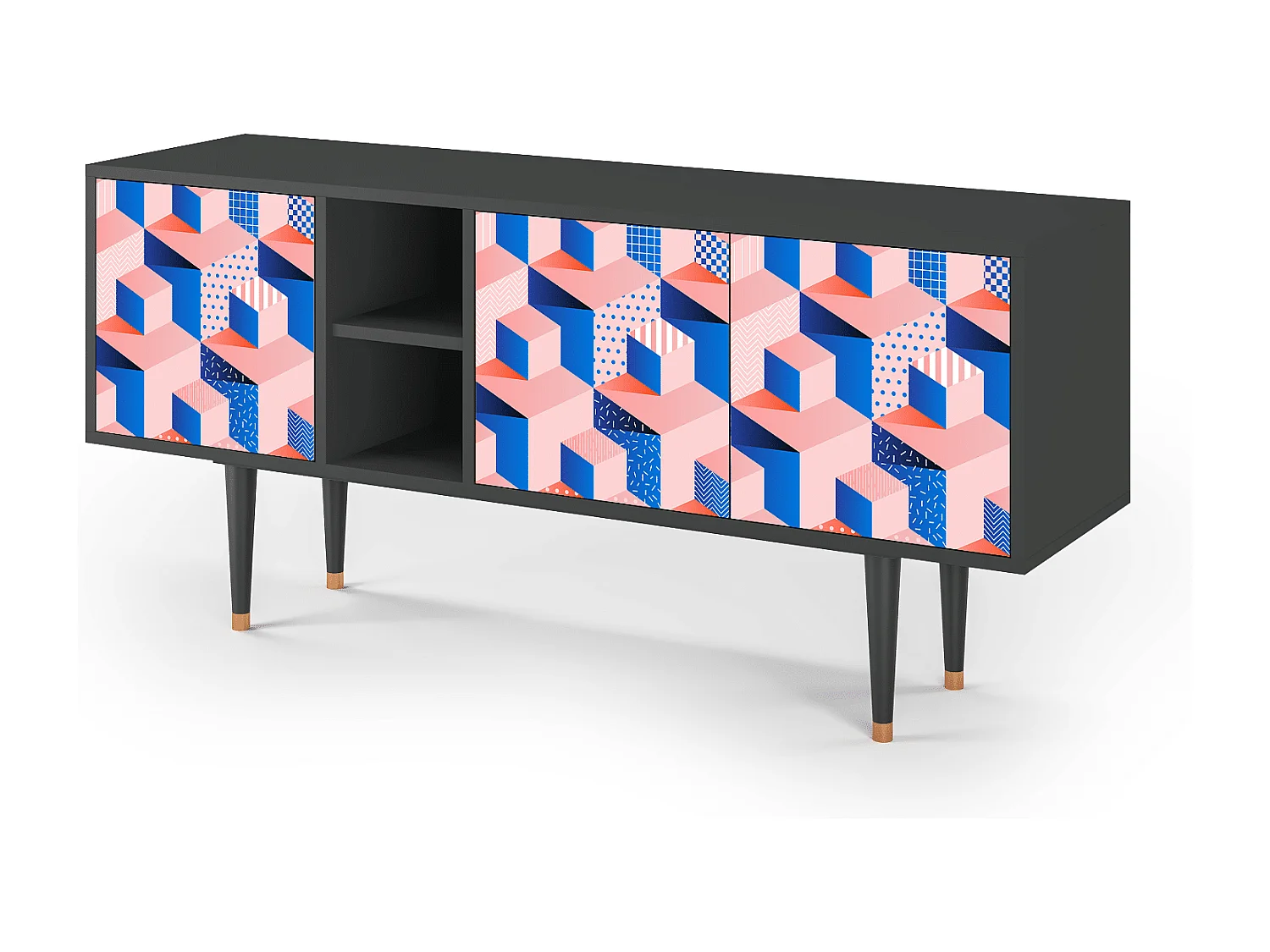 TV-Möbel - 150х69х41 cm - T5 - Pinky Squares, Anthrazit