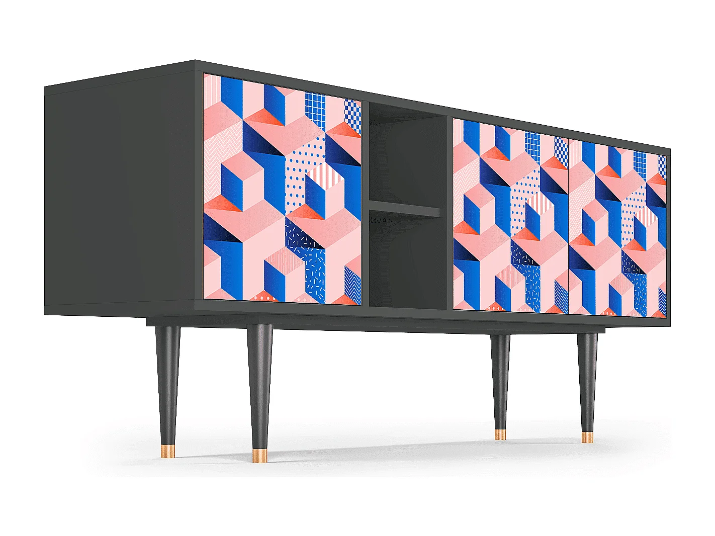 TV-Möbel - 150х69х41 cm - T5 - Pinky Squares, Anthrazit