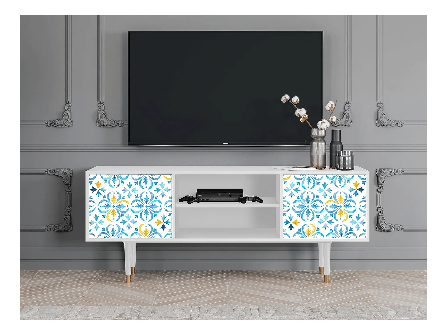 Meuble TV - 170х69х48 cm - T2 - Lisbon Flover, Blanc