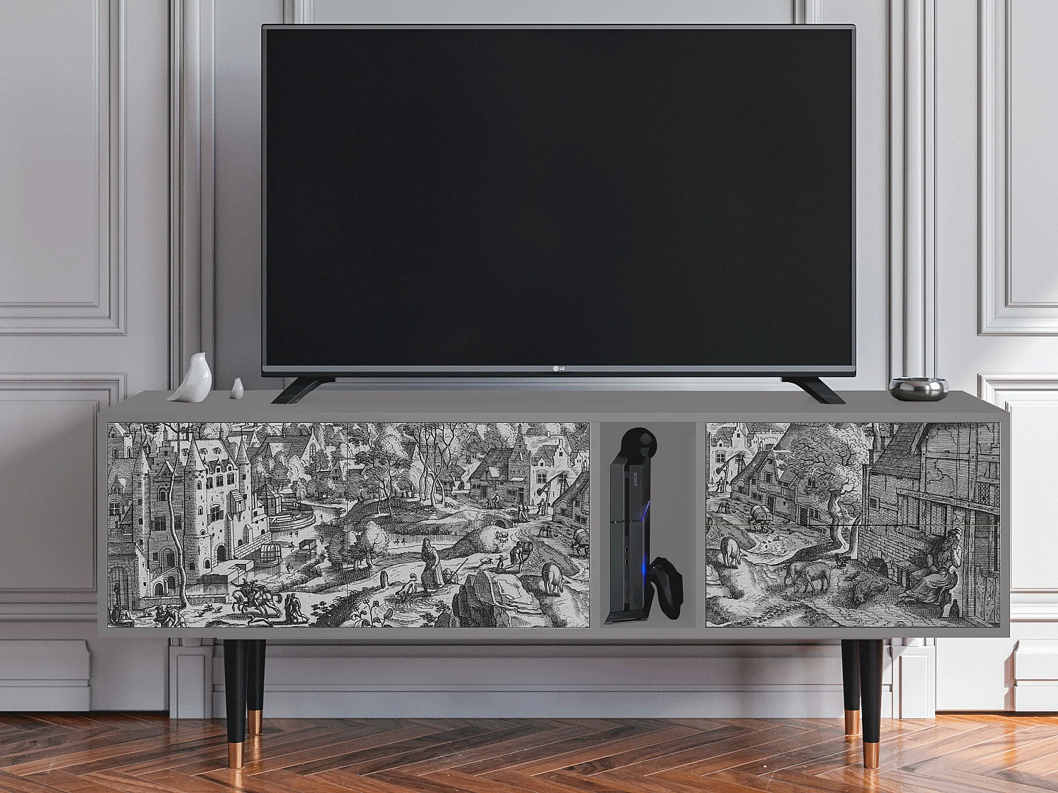 Mobile TV - 170х69х48 cm - T1 - Bird Dropping, Grigio