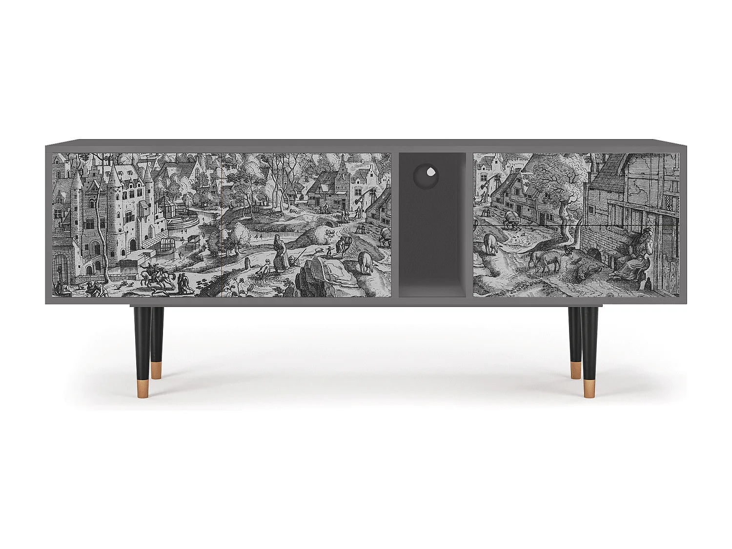 Mobile TV - 170х69х48 cm - T1 - Bird Dropping, Grigio