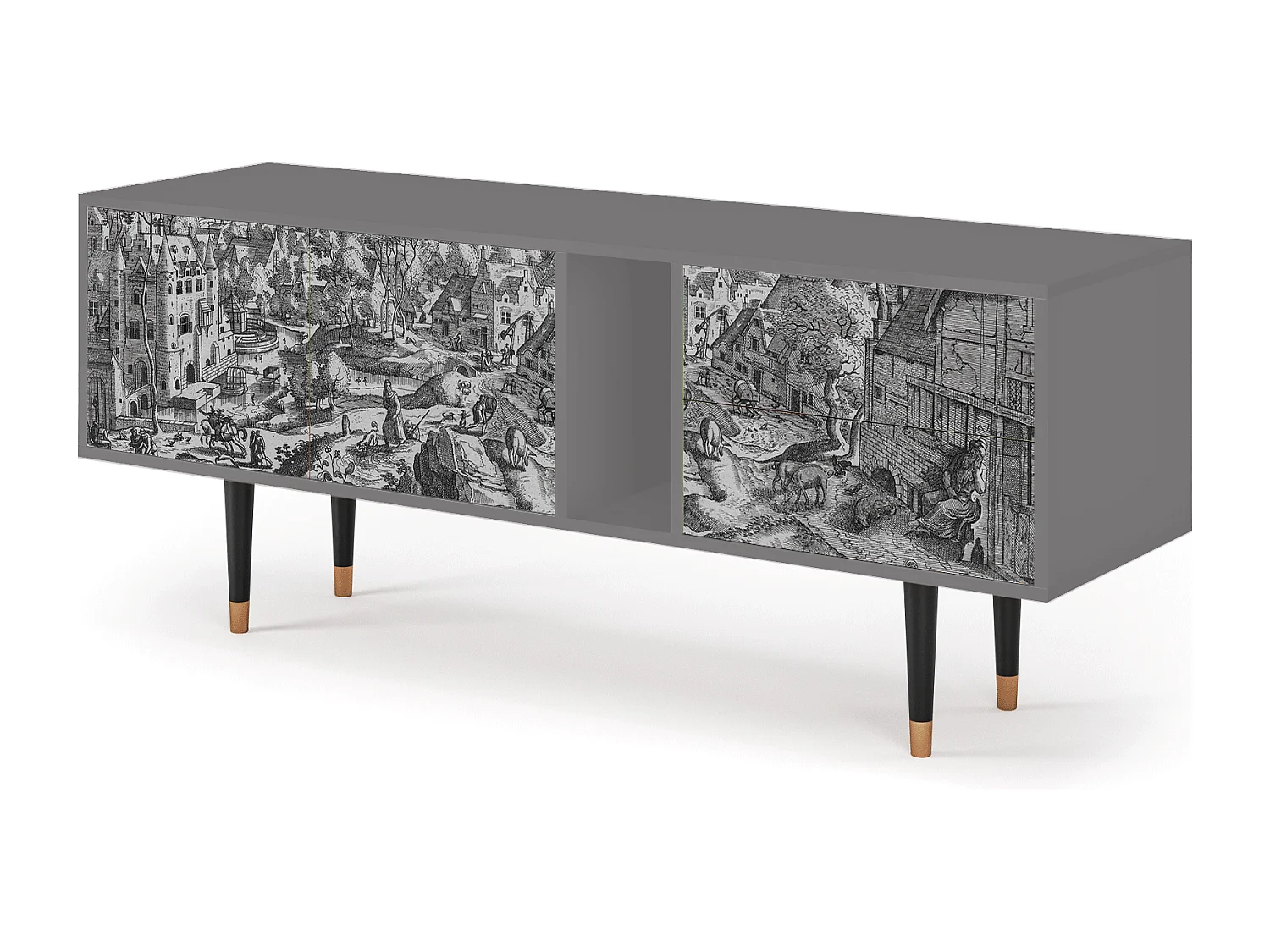 Mobile TV - 170х69х48 cm - T1 - Bird Dropping, Grigio