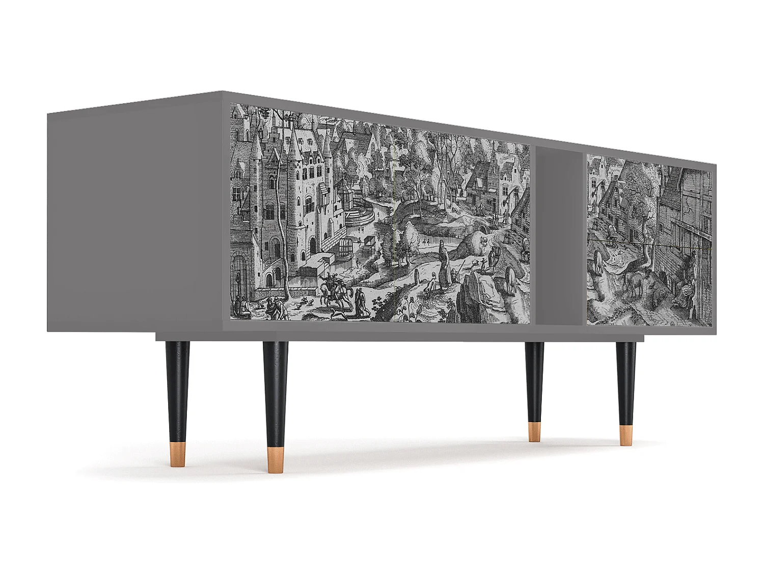 Mobile TV - 170х69х48 cm - T1 - Bird Dropping, Grigio