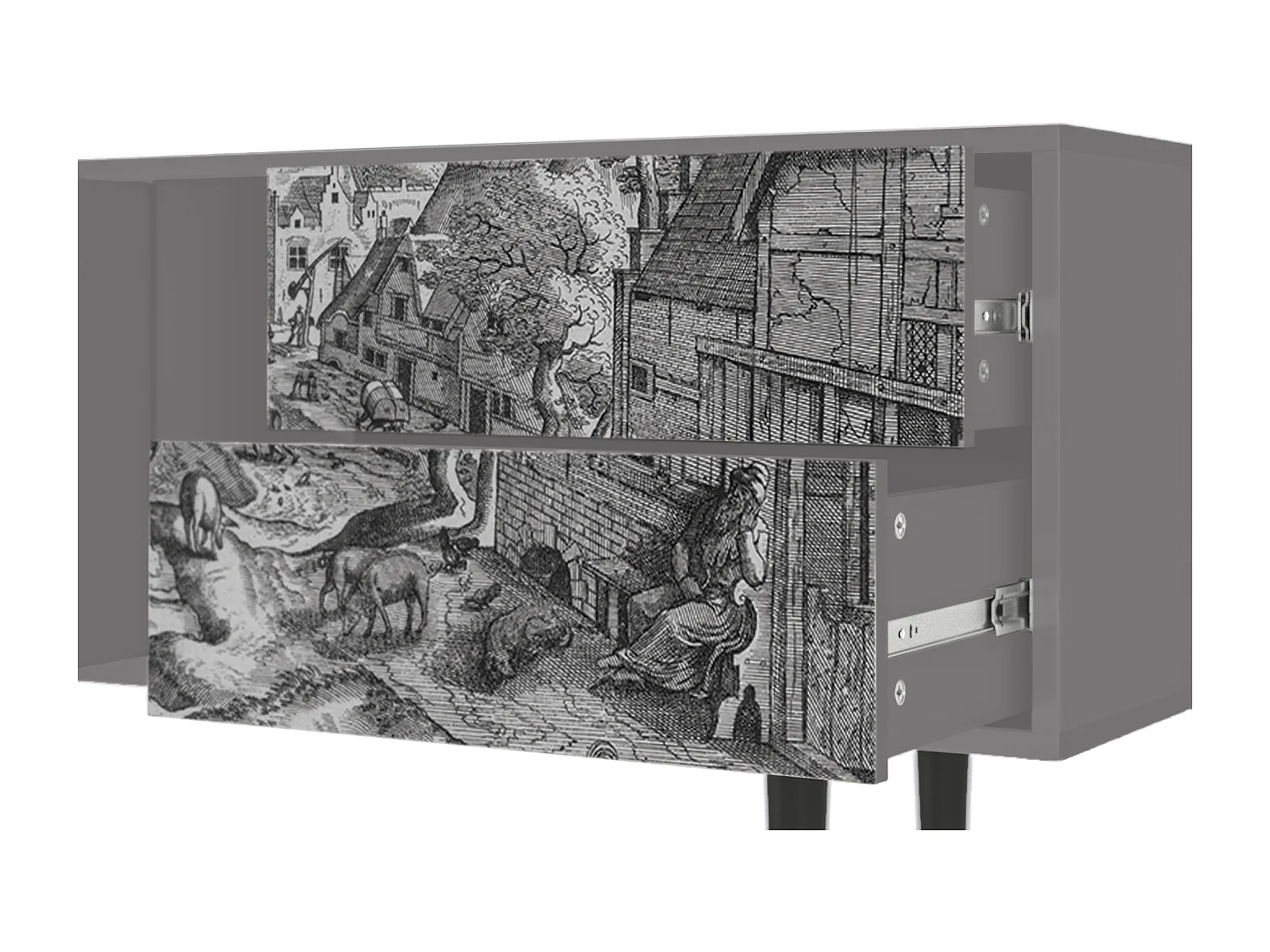 Mobile TV - 170х69х48 cm - T1 - Bird Dropping, Grigio