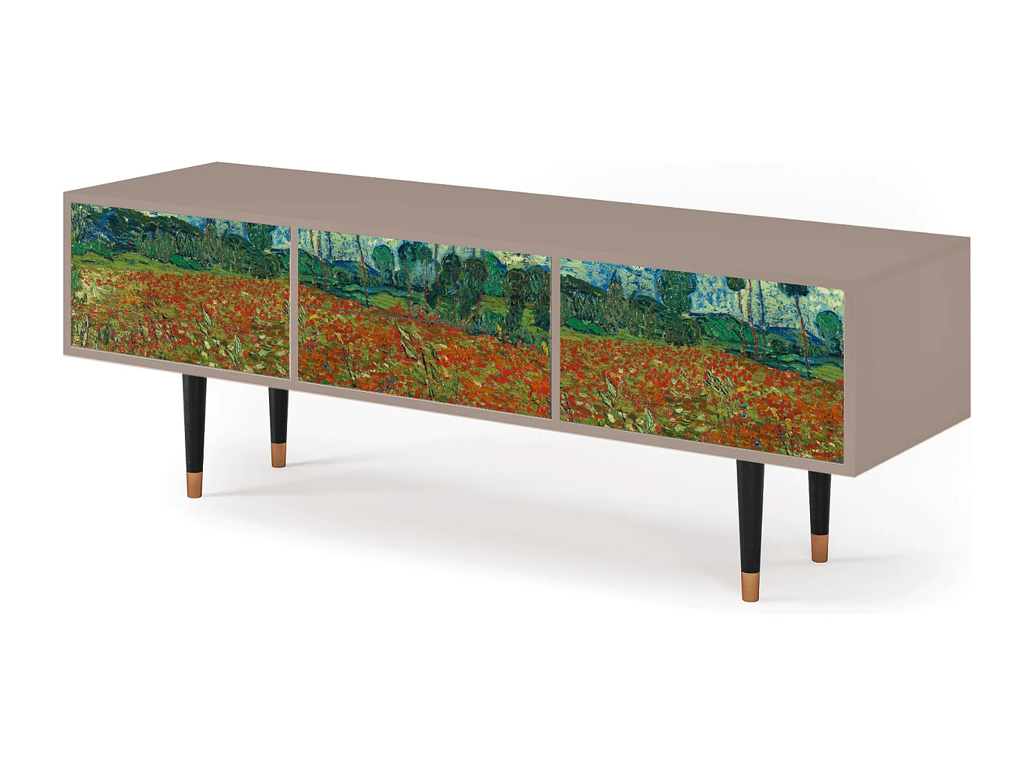 Szafka RTV - 170х59х48 cm - T4 - Poppy field by van Gogh, Latte