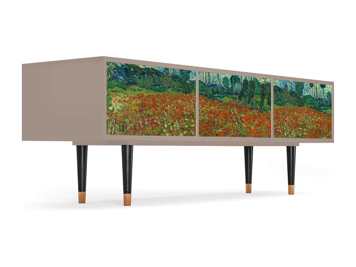 Meuble TV - 170х59х48 cm - T4 - Poppy field by van Gogh, Latte