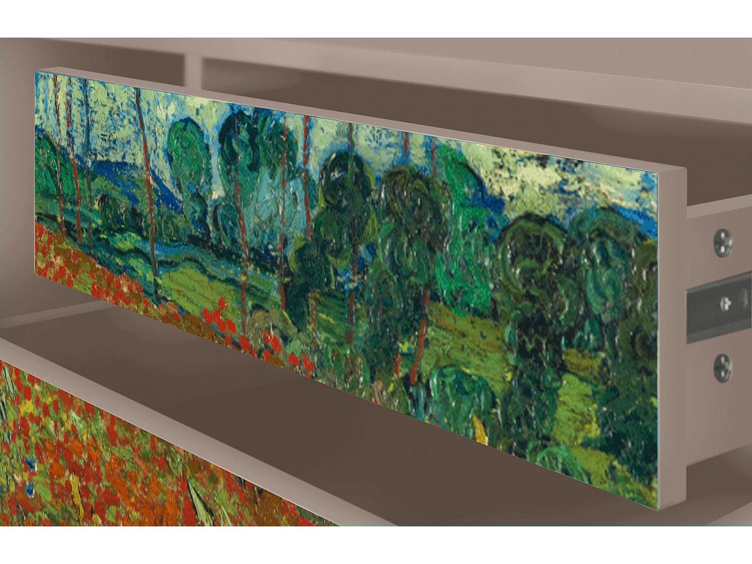 Meuble TV - 170х59х48 cm - T4 - Poppy field by van Gogh, Latte