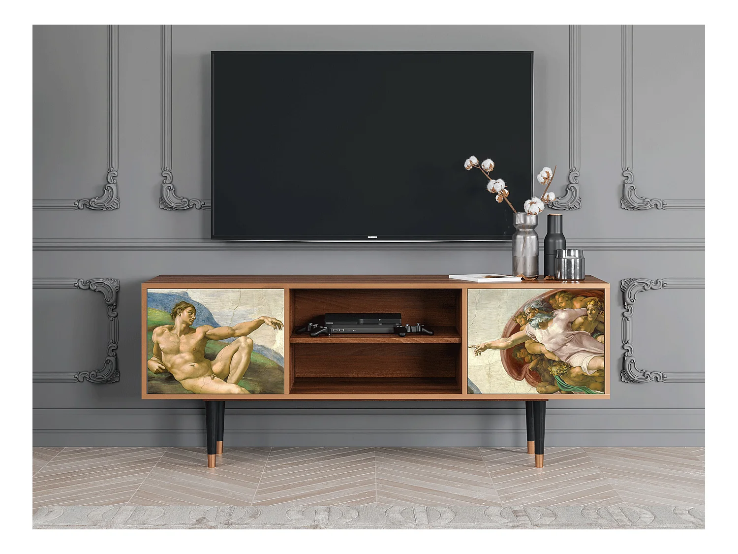 TV-meubel - 170х69х48 cm - T2 - The Creation of Adam, Walnoot