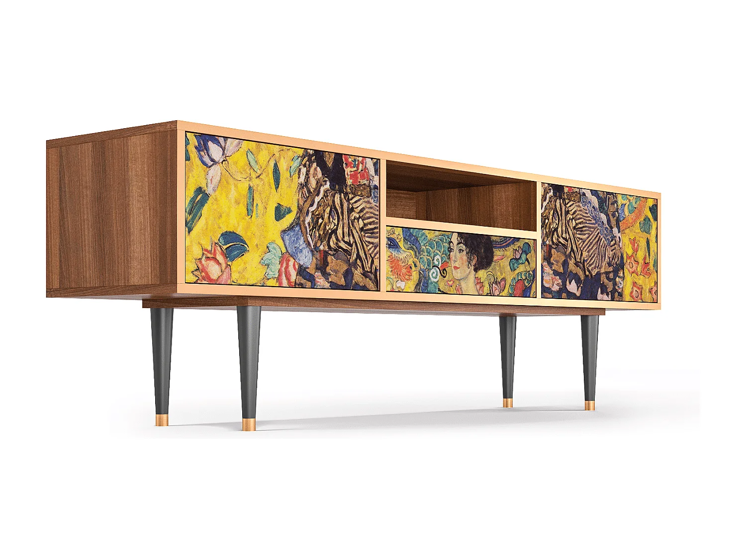 Meuble TV - 170х59х41 cm - T6 - Lady with Fan by Klimt, Noyer