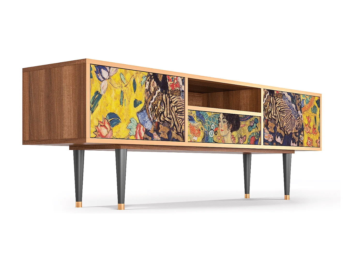 TV-Möbel - 170х59х41 cm - T6 - Lady with Fan by Klimt, Walnuss