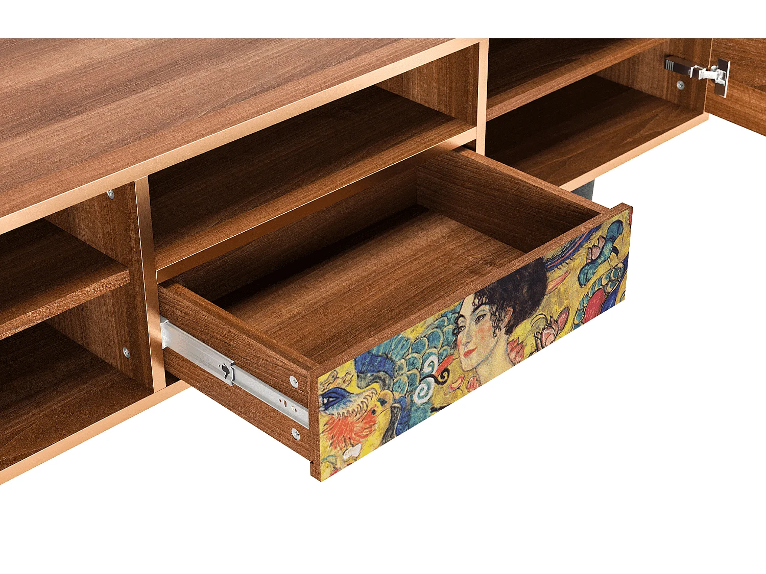 TV-Möbel - 170х59х41 cm - T6 - Lady with Fan by Klimt, Walnuss