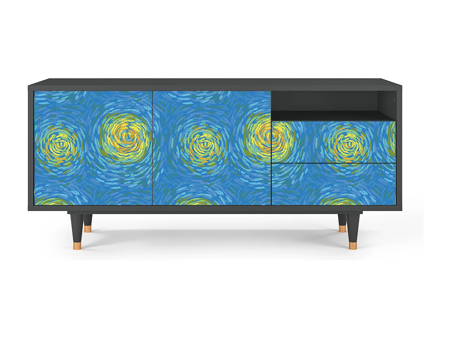 Mueble de TV - 125х56х41 cm - T7 - Van Gogh Lights, Antracite