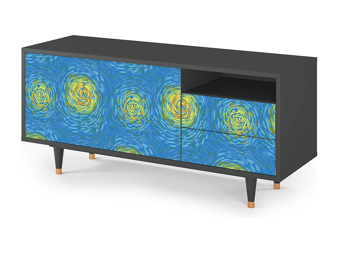 Mueble de TV - 125х56х41 cm - T7 - Van Gogh Lights, Antracite