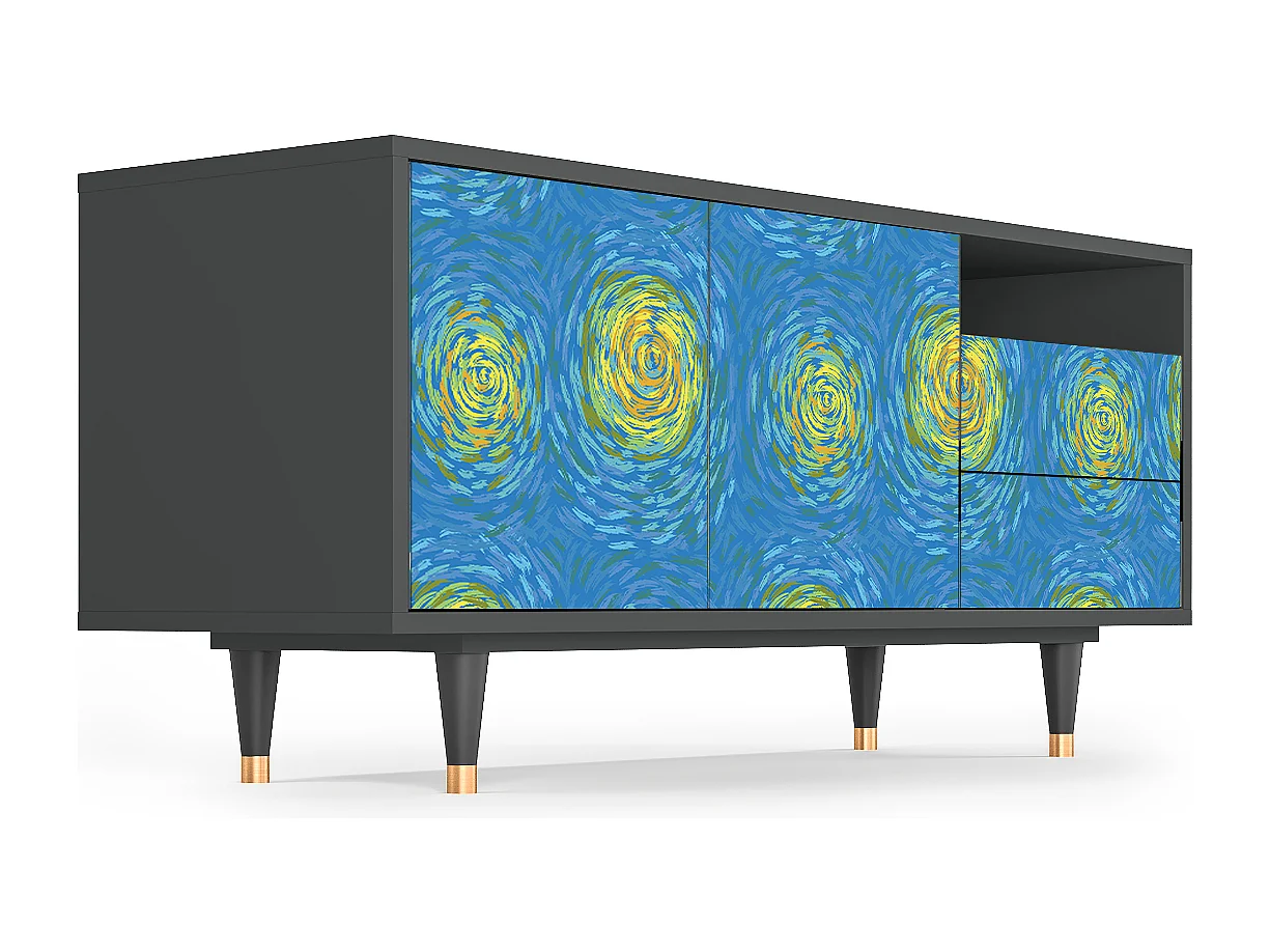 Mueble de TV - 125х56х41 cm - T7 - Van Gogh Lights, Antracite