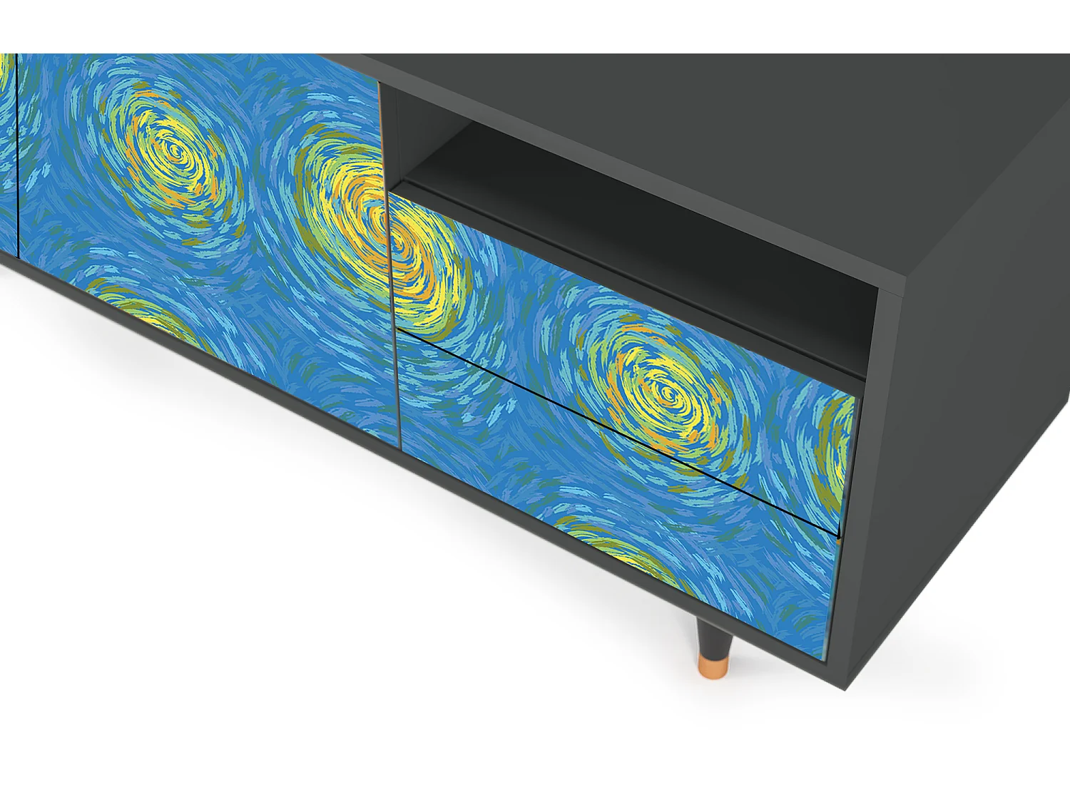 Mueble de TV - 125х56х41 cm - T7 - Van Gogh Lights, Antracite