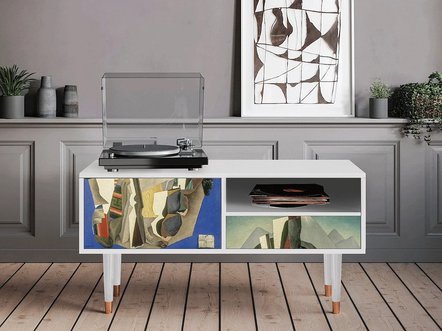 TV-Möbel - 115х59х48 cm - T3 - The Cubist Paintings , Weiß