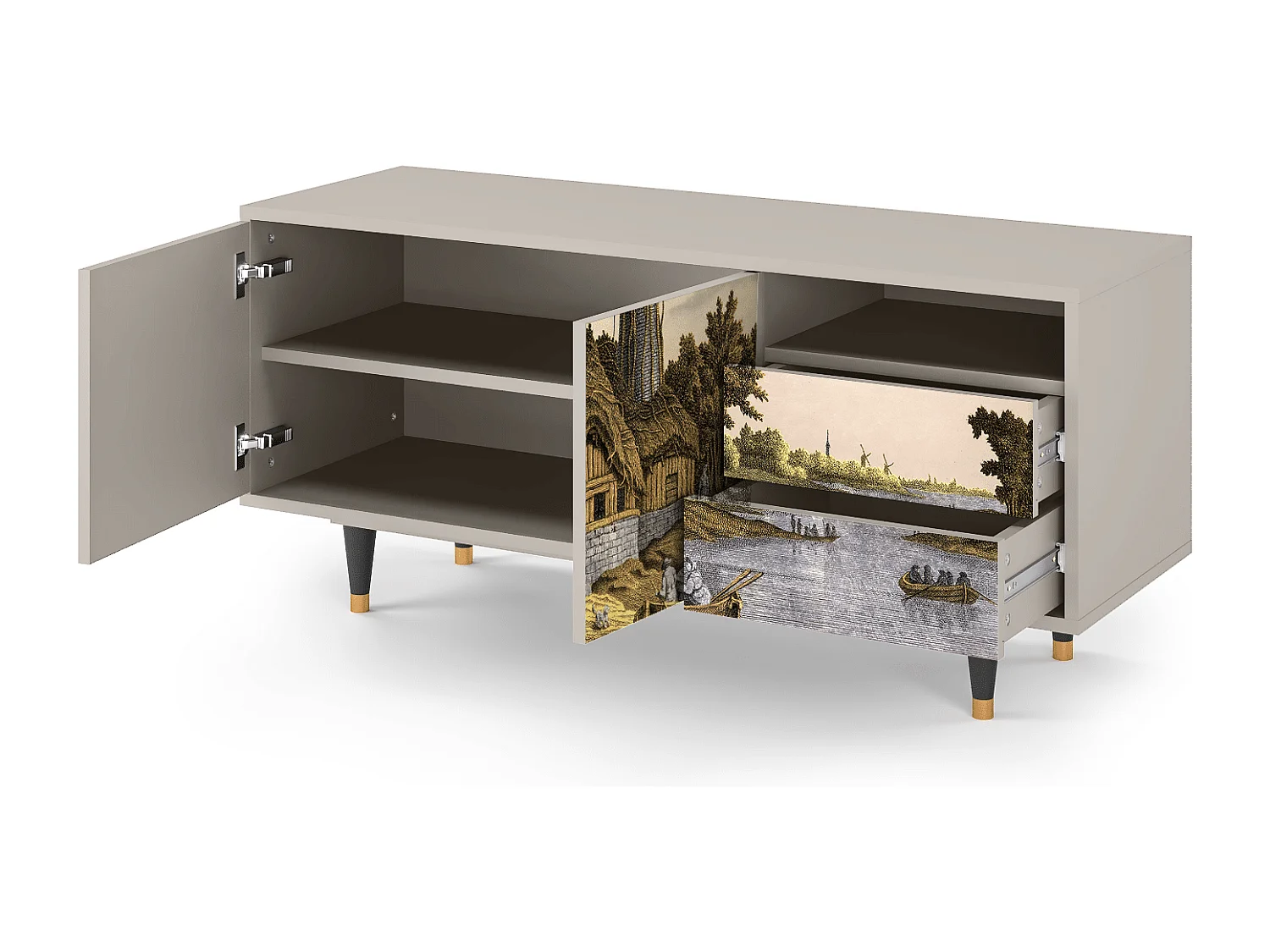 TV-meubel - 125х56х41 cm - T7 - Mill along a River, Zand