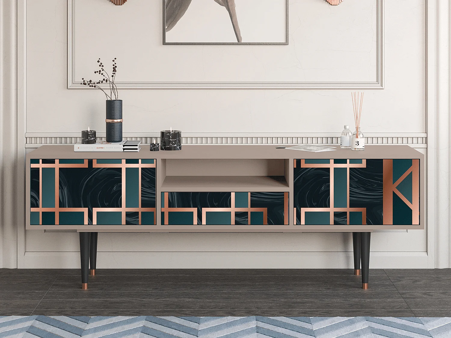 Meuble TV - 170х59х41 cm - T6 - Emerald Metro, Latte