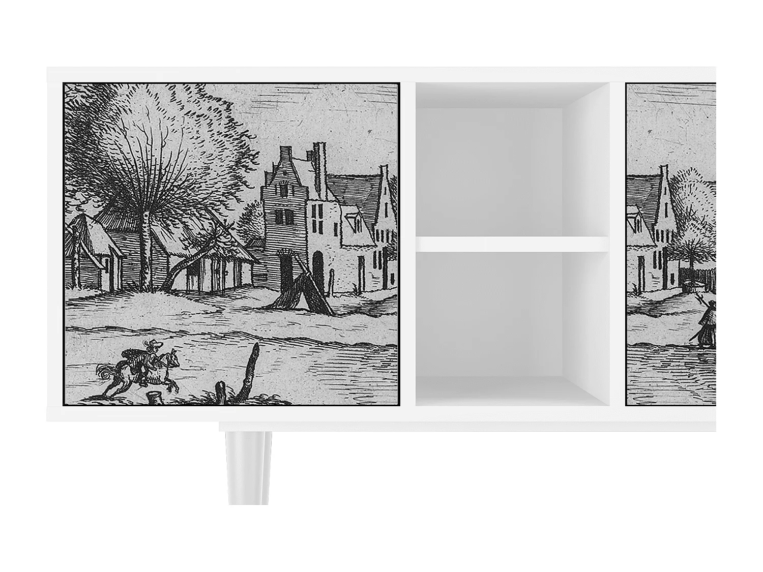 Meuble TV - 150х69х41 cm - T5 - Country Village, Blanc