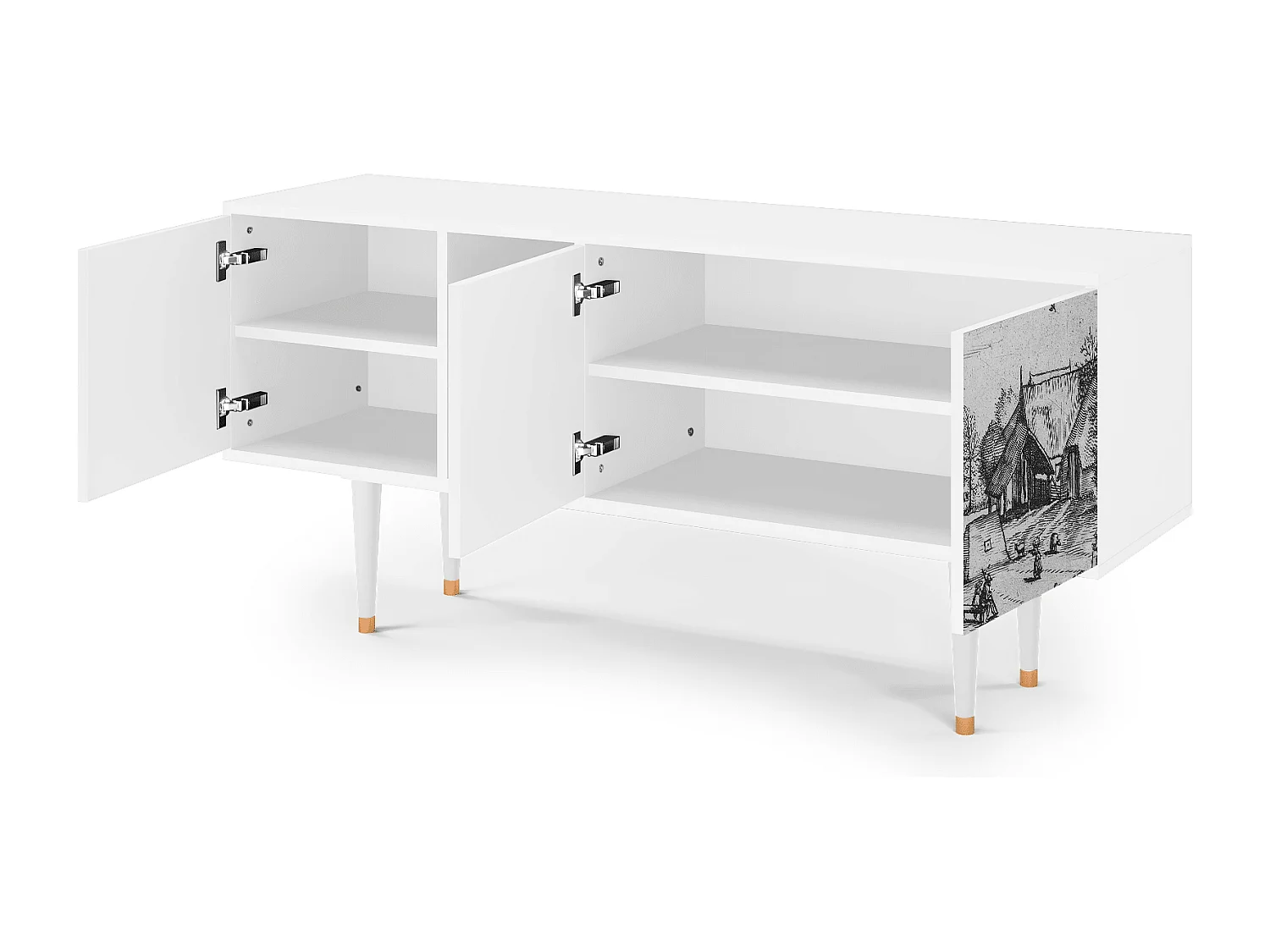 Meuble TV - 150х69х41 cm - T5 - Country Village, Blanc