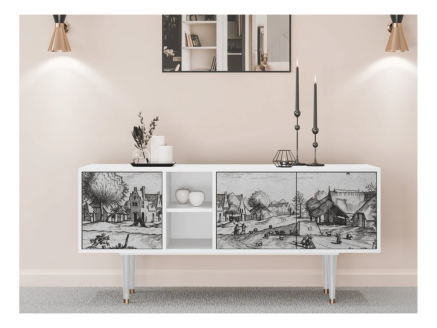 TV-Möbel - 150х69х41 cm - T5 - Country Village, Weiß
