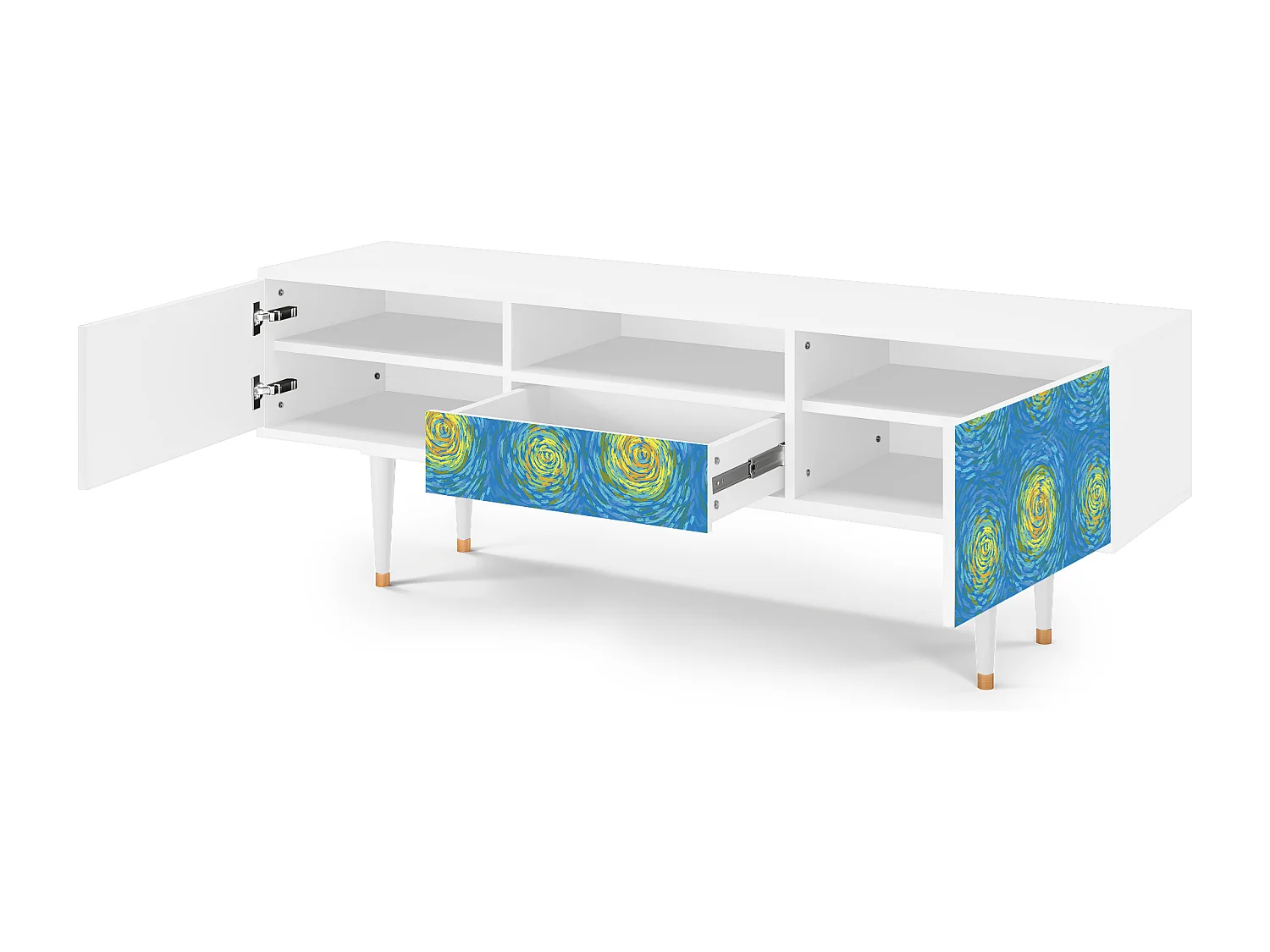 Meuble TV - 170х59х41 cm - T6 - Van Gogh Lights, Blanc