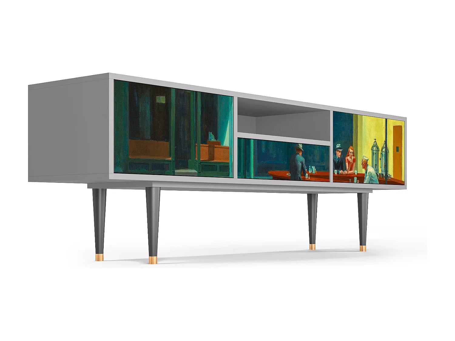TV-meubel - 170х59х41 cm - T6 - Nighthawks by Hopper, Grijs