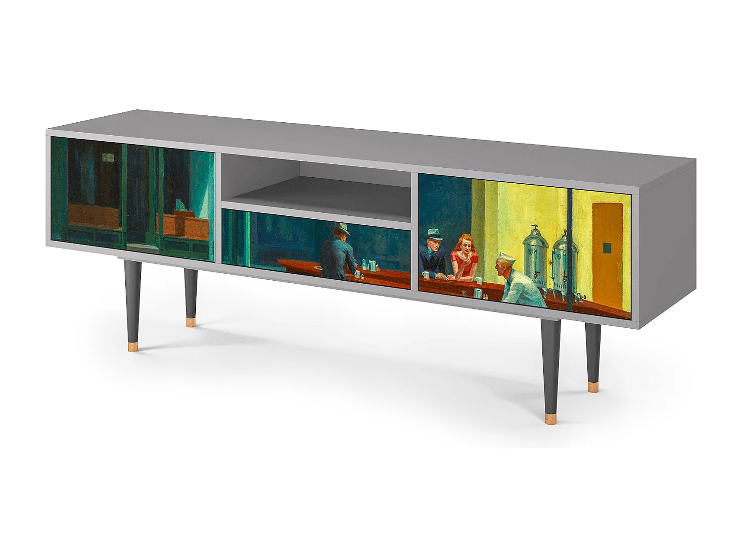 Mobile TV - 170х59х41 cm - T6 - Nighthawks by Hopper, Grigio
