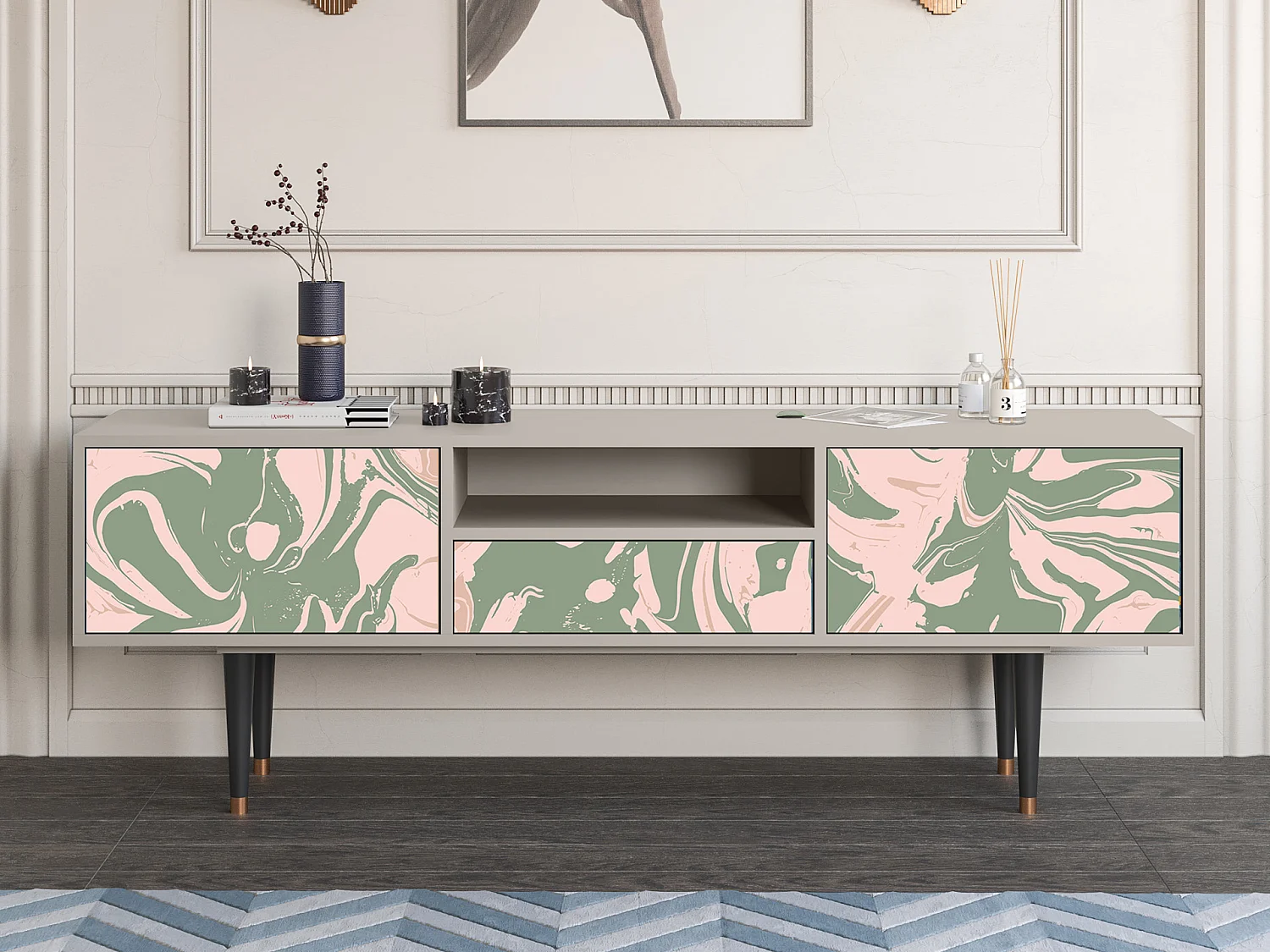 Mueble de TV - 170х59х41 cm - T6 - Aquarelle, Arena