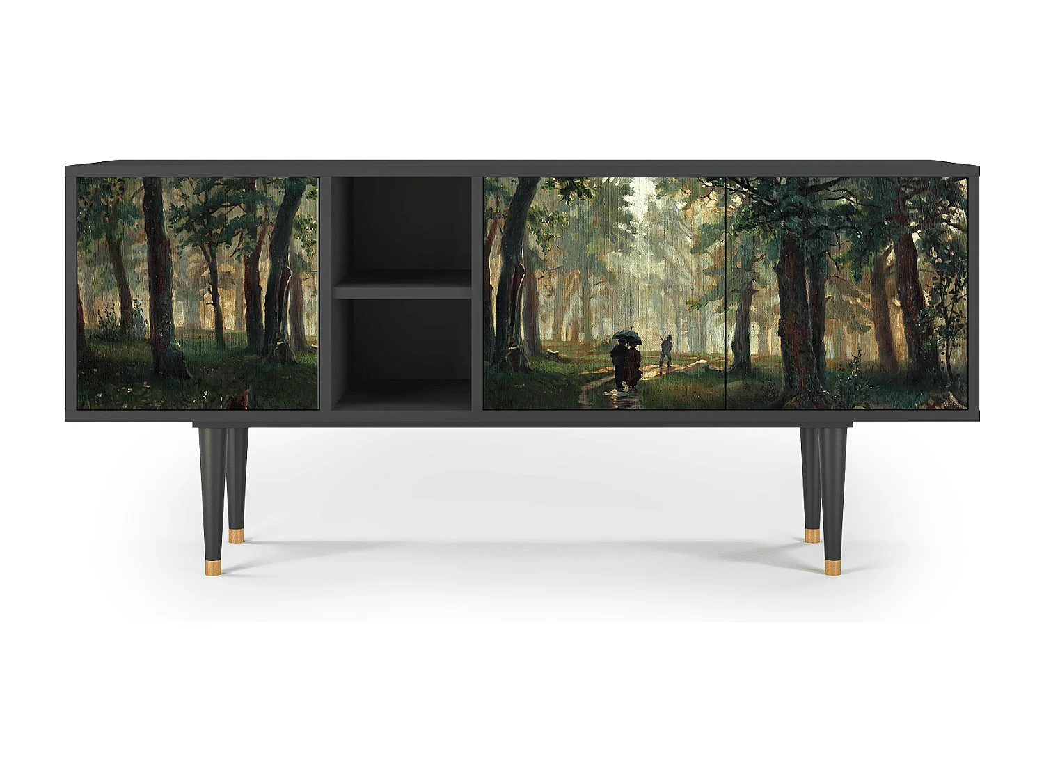Meuble TV - 150х69х41 cm - T5 -  Rain in the Oak Forest, Anthracite