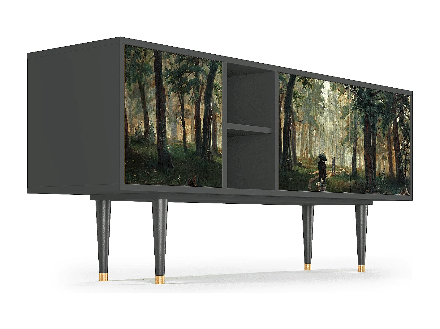 Meuble TV - 150х69х41 cm - T5 -  Rain in the Oak Forest, Anthracite