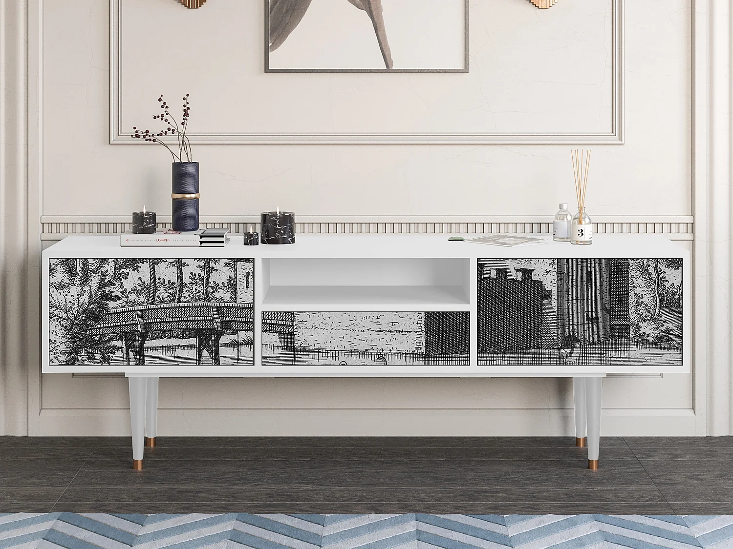 Meuble TV - 170х59х41 cm - T6 - Castle by Breugel, Blanc